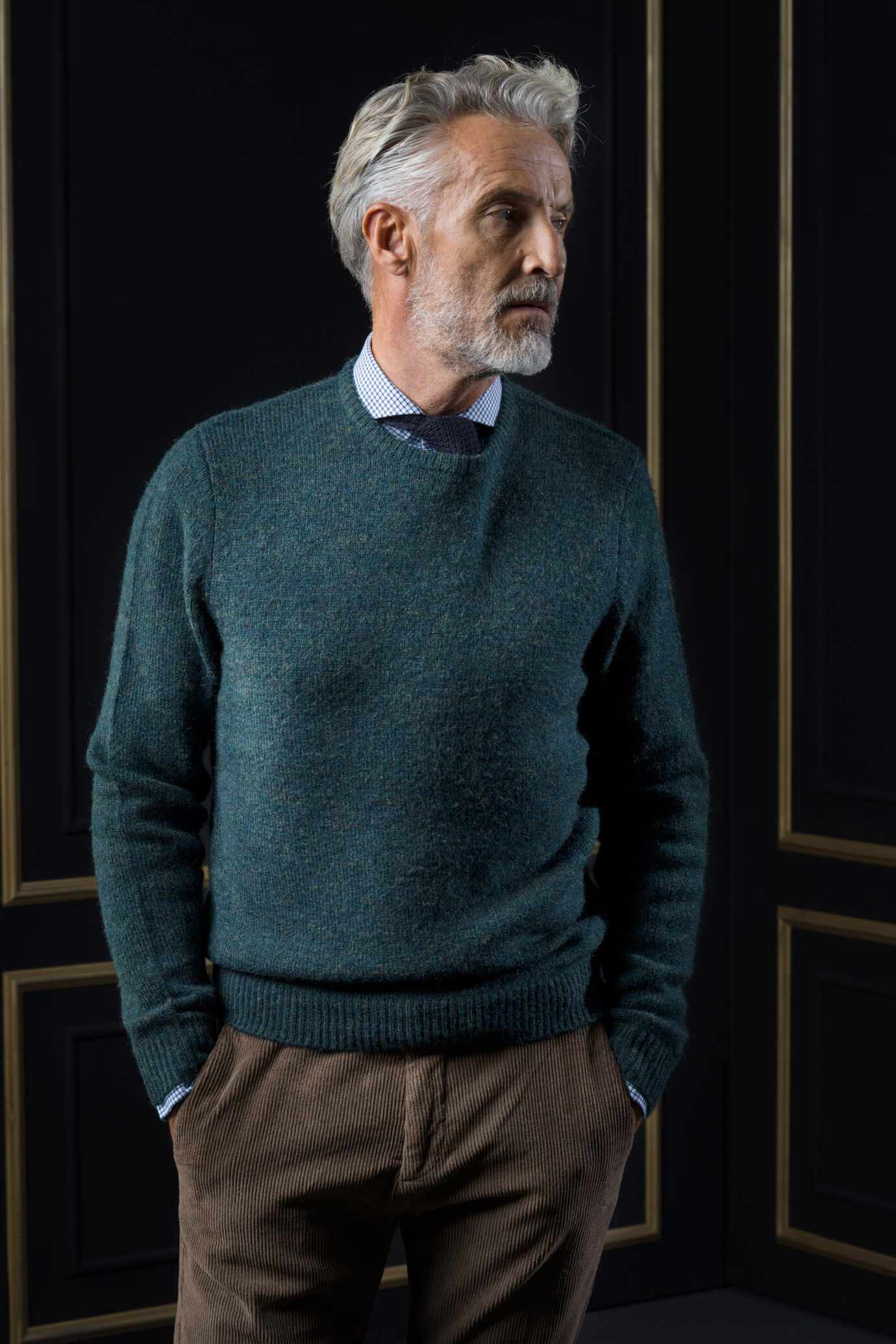 Shetland wool round neck sweater image number 0