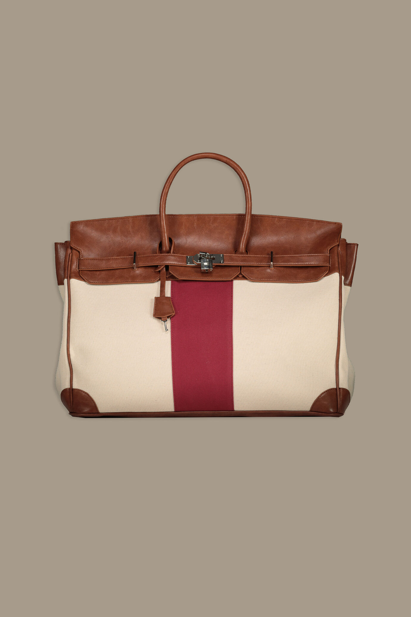 100%cotton and synthetic leather travel bag image number 0