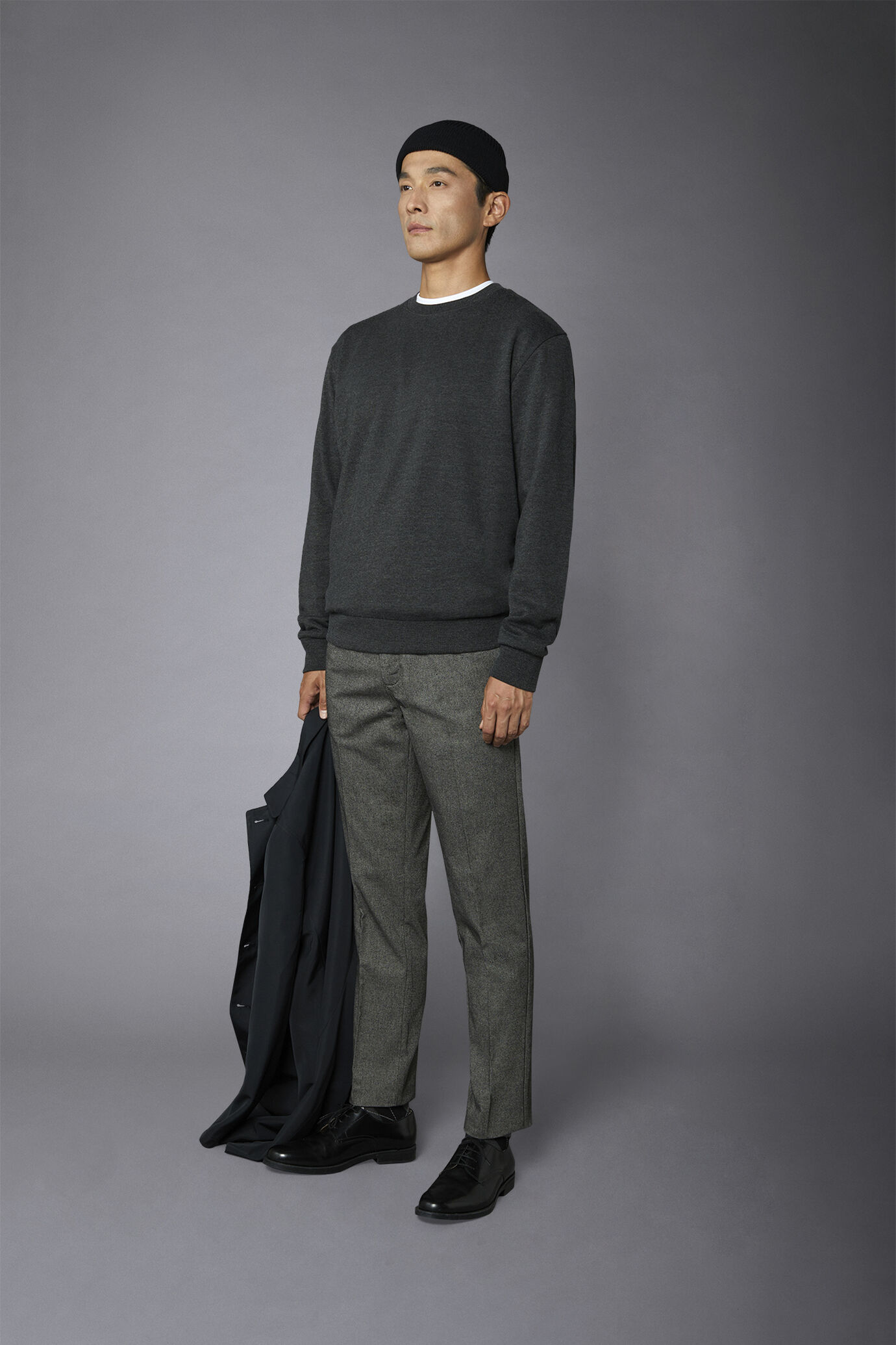 Men's chino pants woven cotton hand wool tweed regular fit image number 3