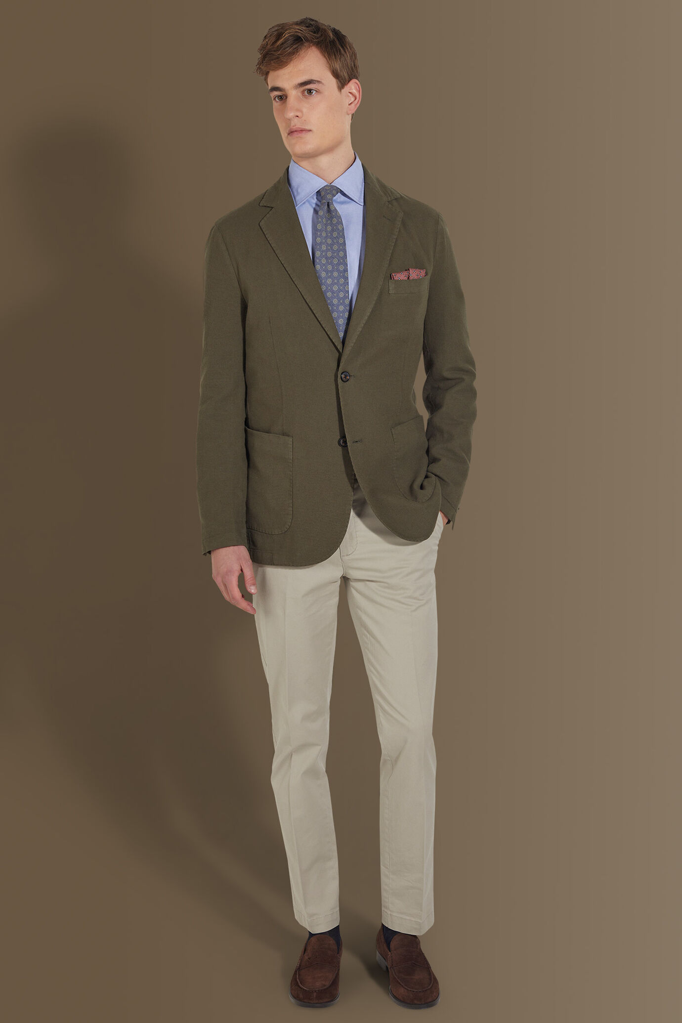 Single breasted jacket patch pocket cotton linen garmet dyed image number 1