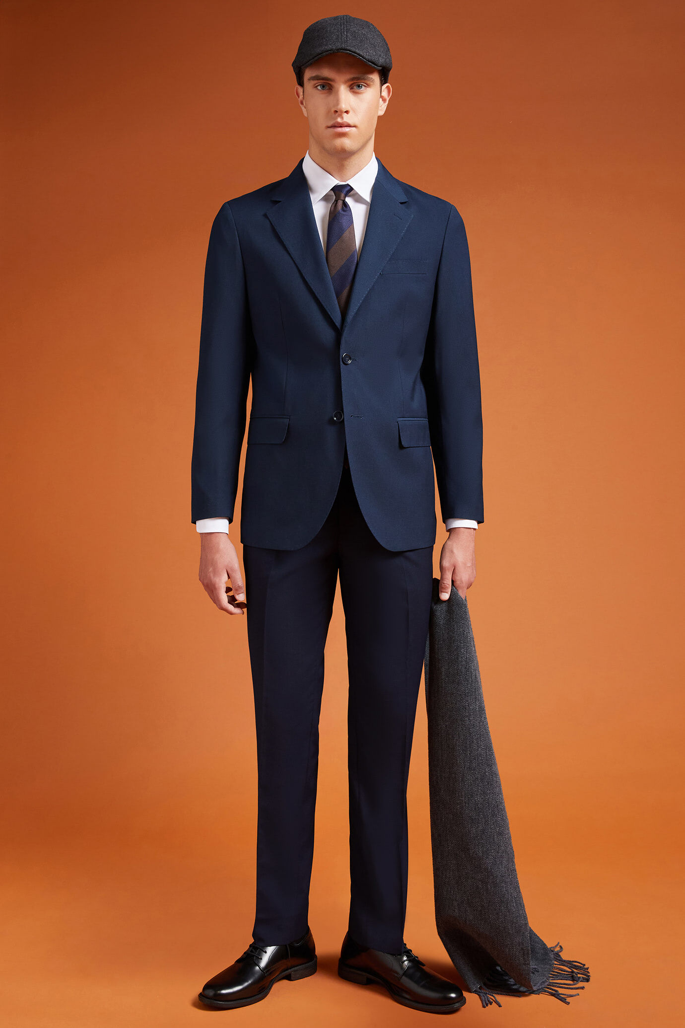 Abito uomo monopetto con disegno micro pied de poule regular fit