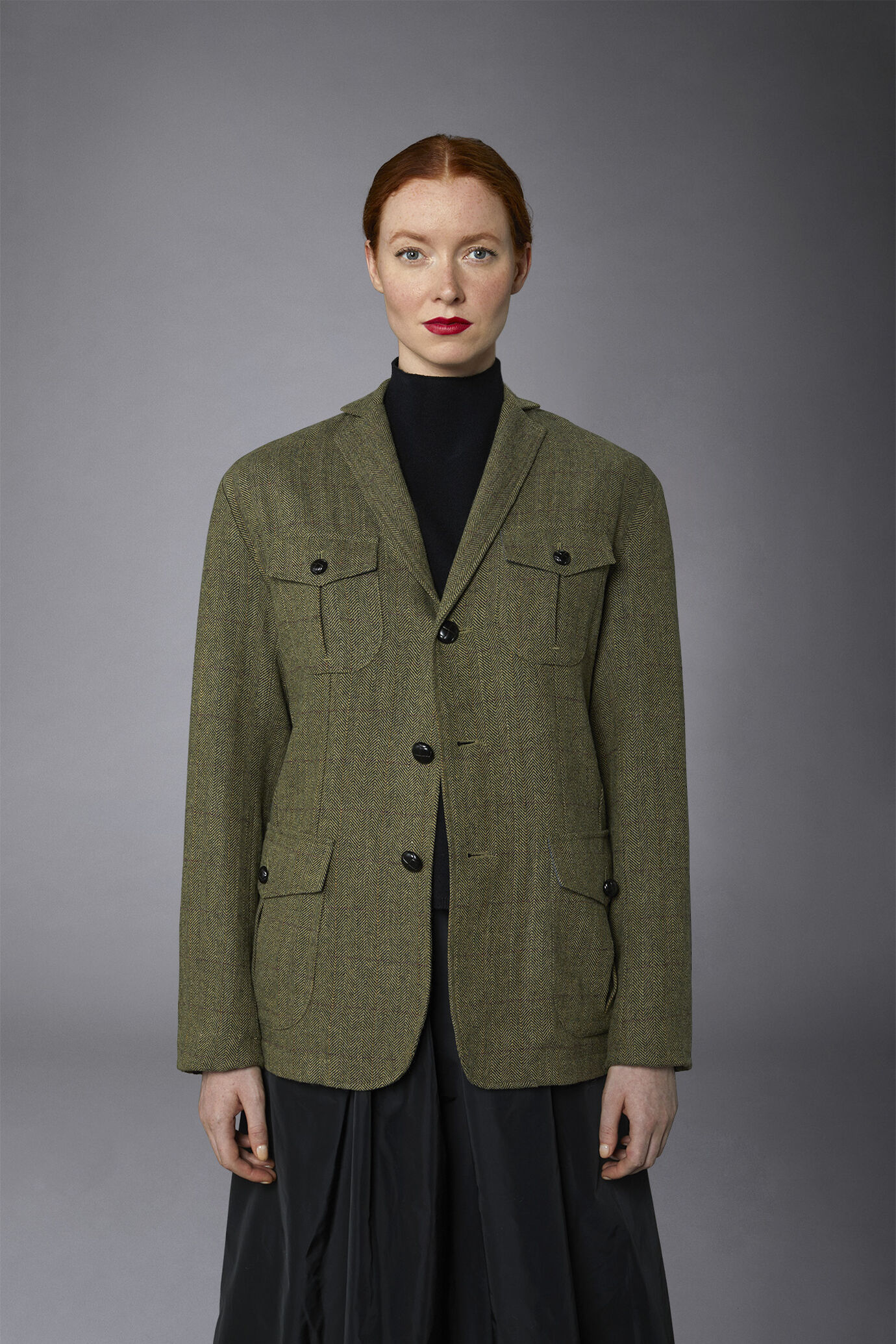 Geschlechtsneutrale field jacket aus Wollmischung mit Fischgrätmuster in normaler Passform image number 6