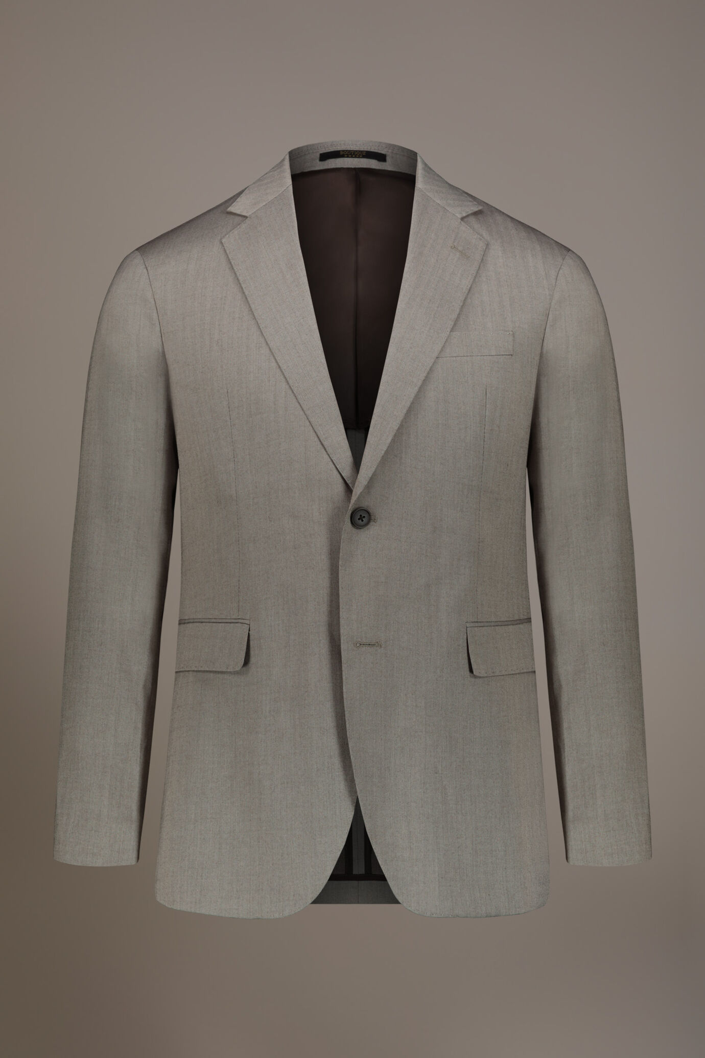Regular fit single-breasted suit patterned herringbone fabric with solaro texture image number 0
