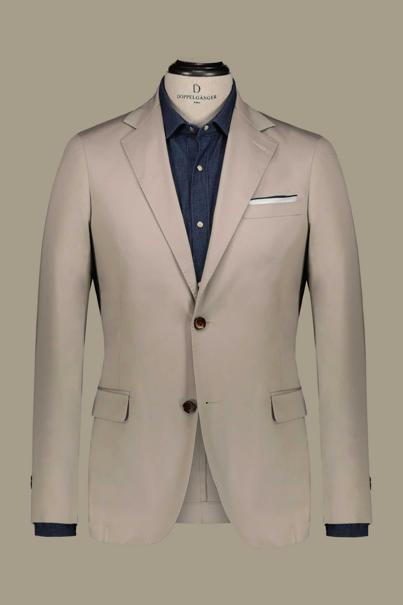 Single breasted jacket flap pockets stretch cotton blend image number 5