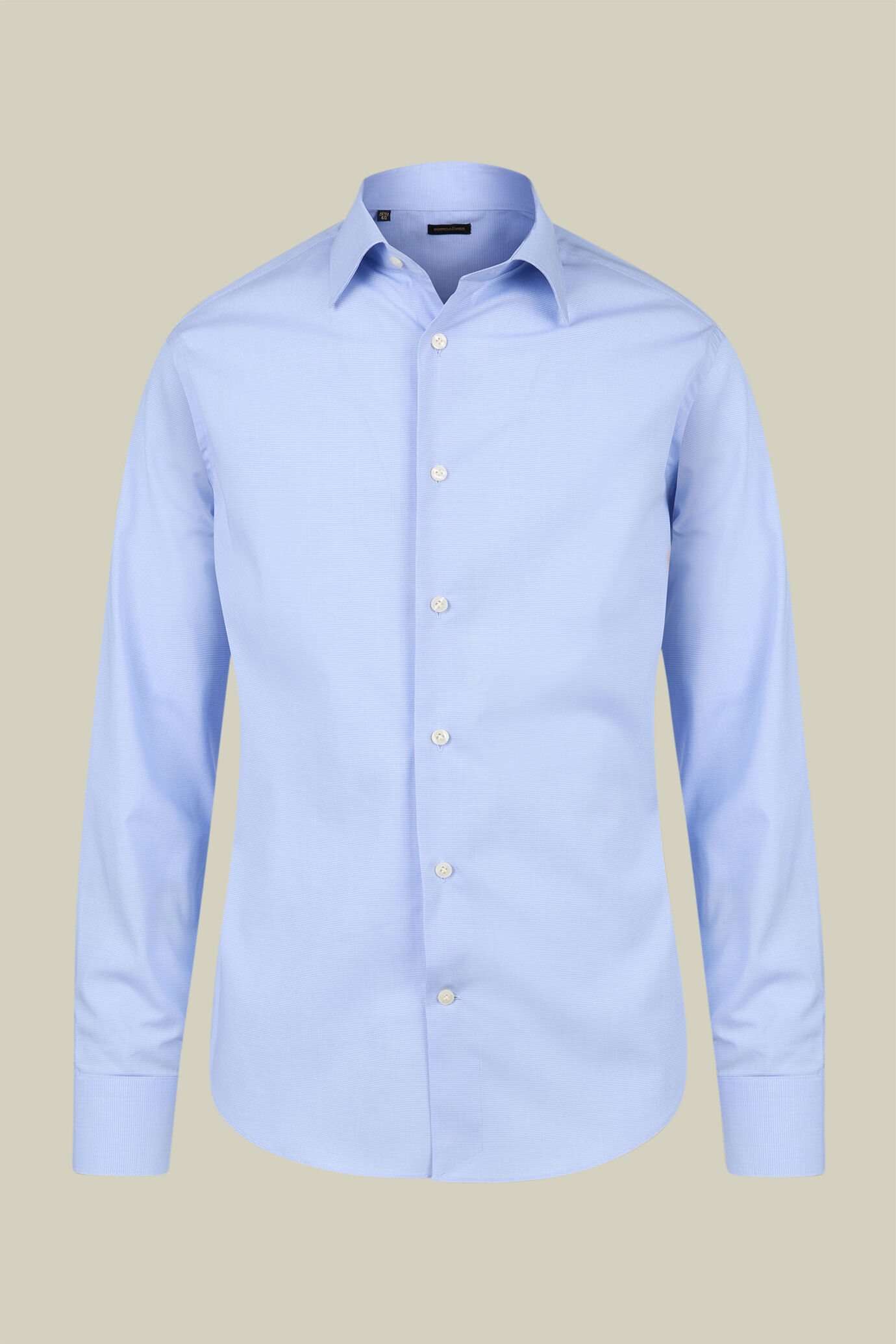 Camicia classica uomo con collo classico e tessuto tinto filo micro pied de poule regular fit image number 0