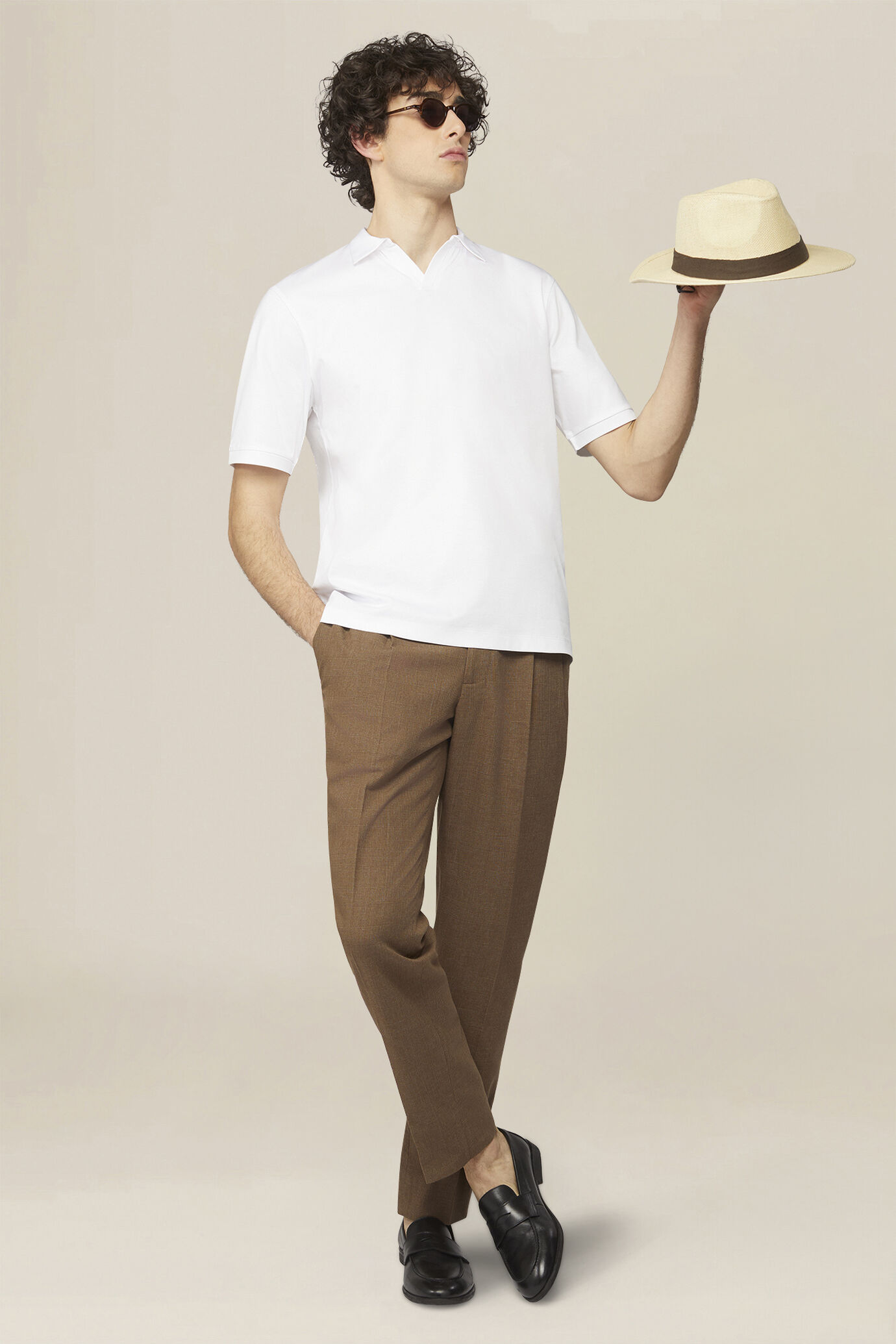 Men's polo shirt with Derby collar in 100% cotton, regular fit image number 1