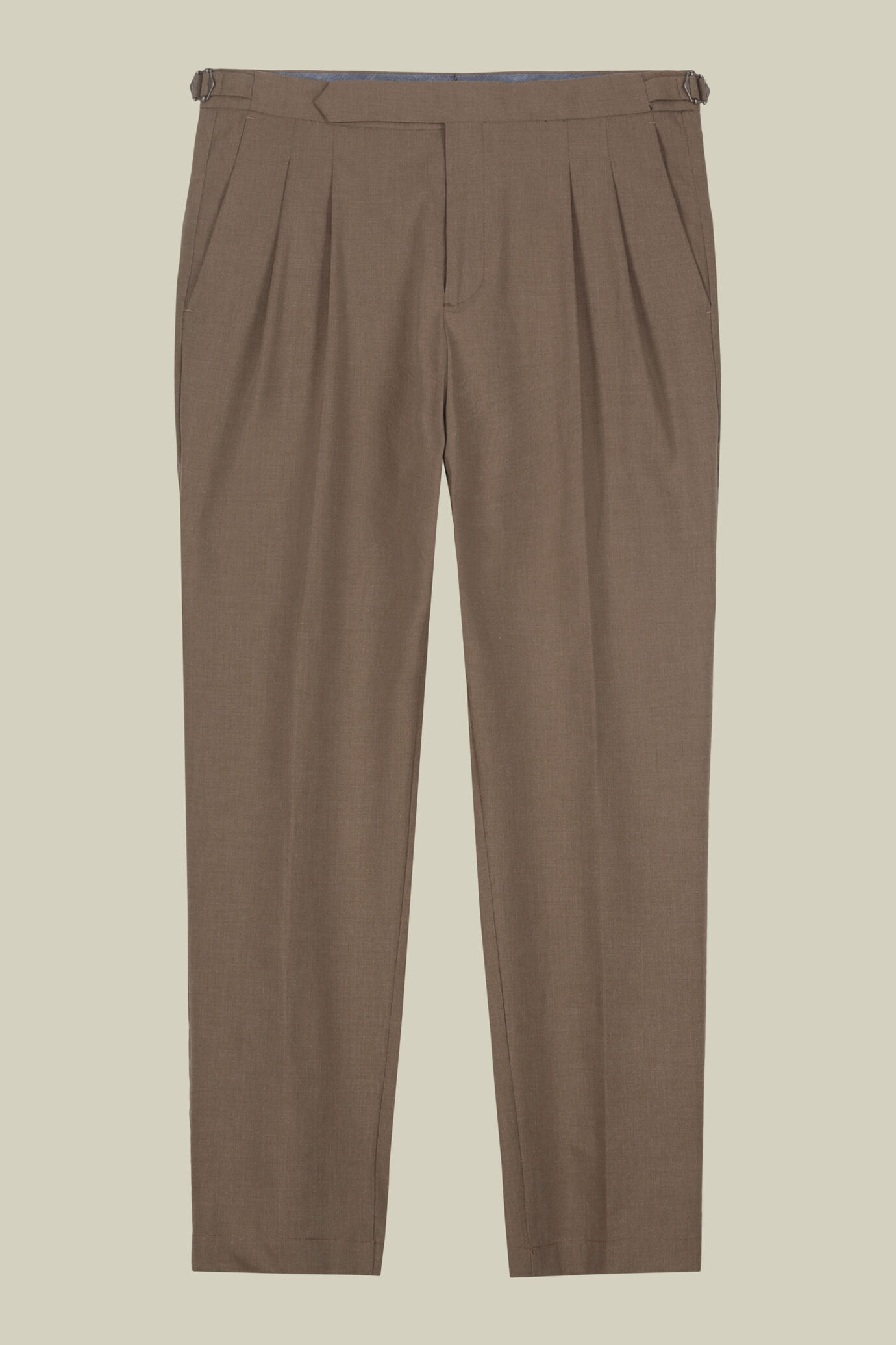 Pantalone uomo con doppia pinces e fibbie laterali