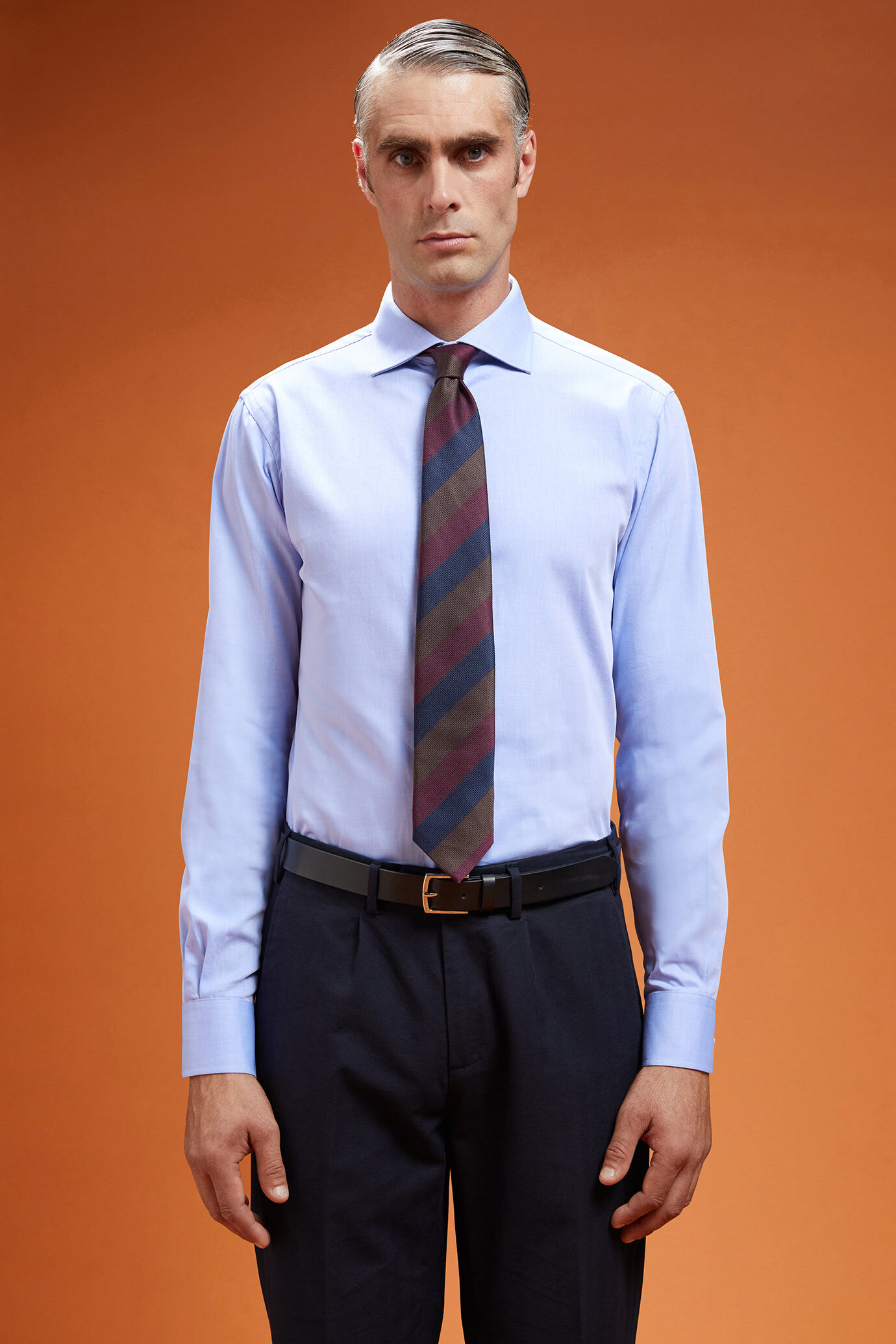 Camicia classica uomo collo francese tinta unita twill Doppelganger Roma Camicia classica collo francese tinta unita twill uomo