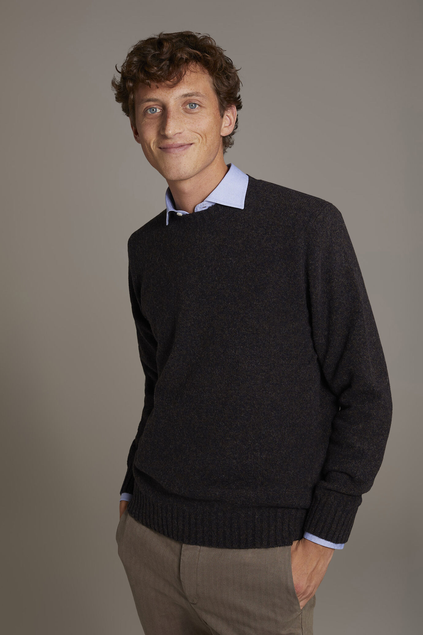 Lambswool blend round neck sweater image number 1