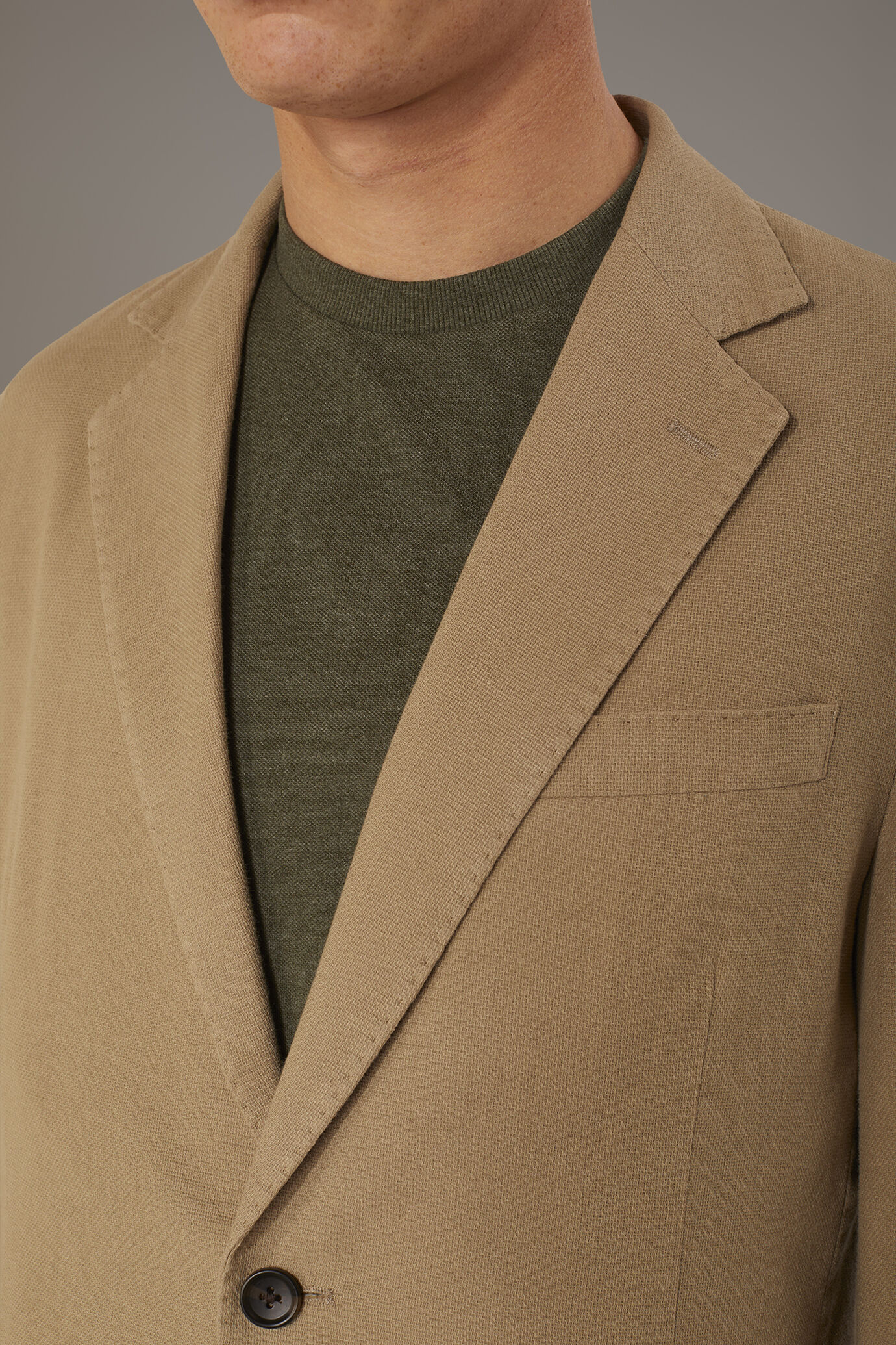 Giacca monopetto lino e cotone con tasca a toppa image number 2