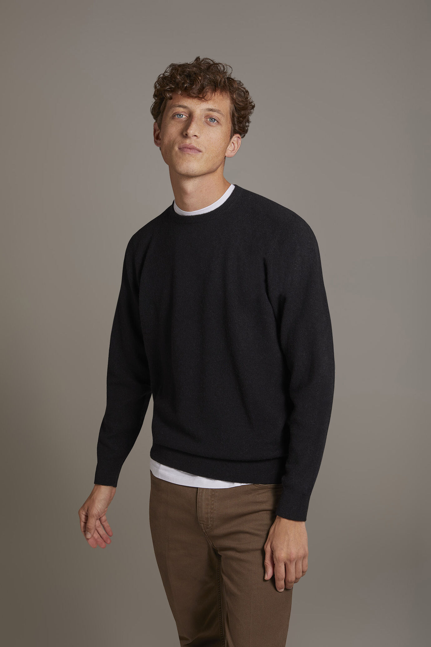 Maglia girocollo in misto lana lambswool image number 1