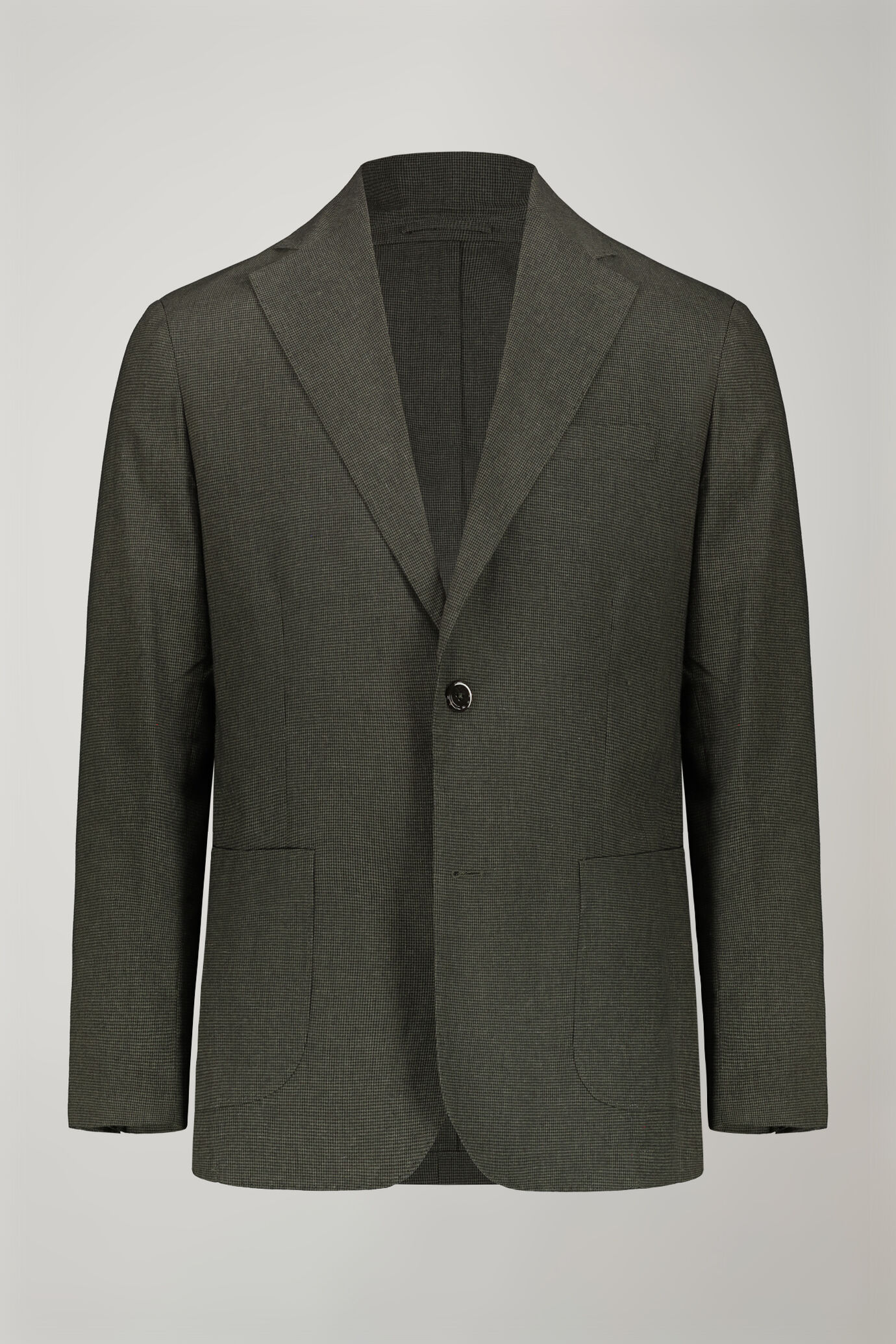 Men's unlined single-breasted blazer flap pockets fabric with micro houndstooth pattern regular fit image number 4