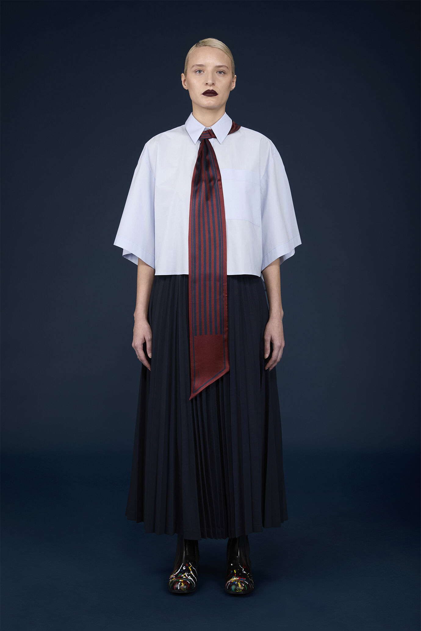 Jupe mi-longue pour femme, mod&egrave;le uni et pliss&eacute; image number 0