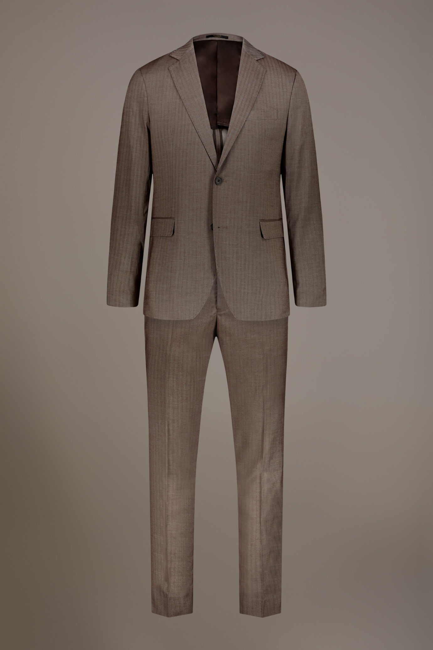 Regular fit single-breasted suit patterned herringbone fabric with solaro texture image number 8