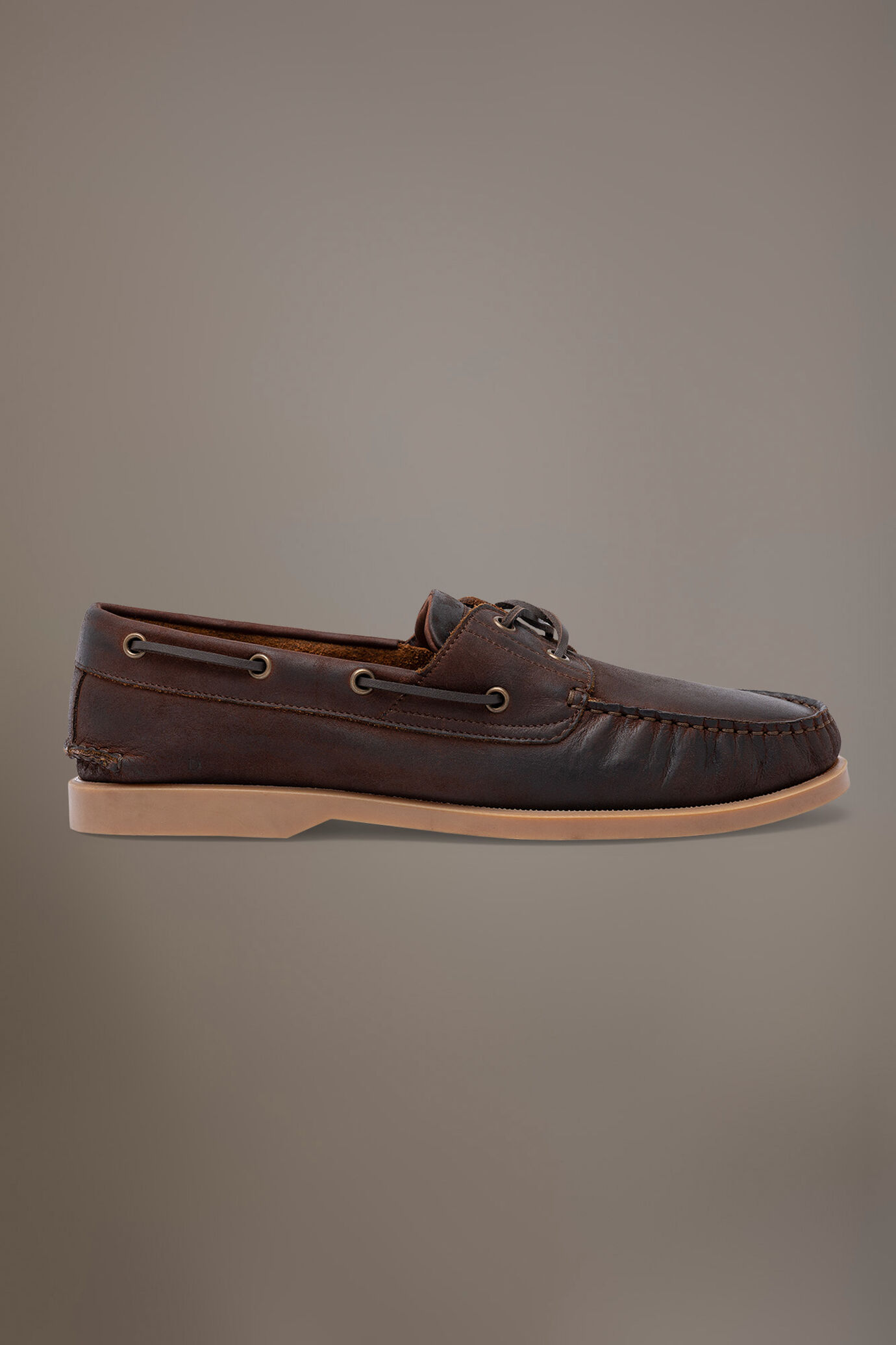 Leather boat shoes 100% aged leather with rubber sole image number 1