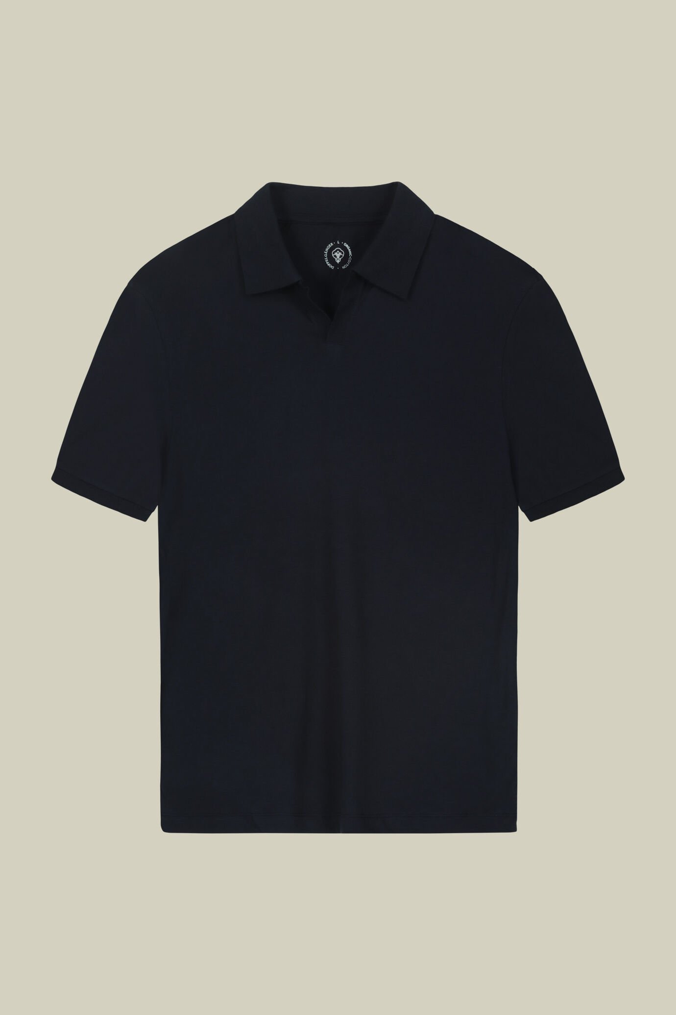 Men's short-sleeved 100% organic cotton polo shirt with derby collar