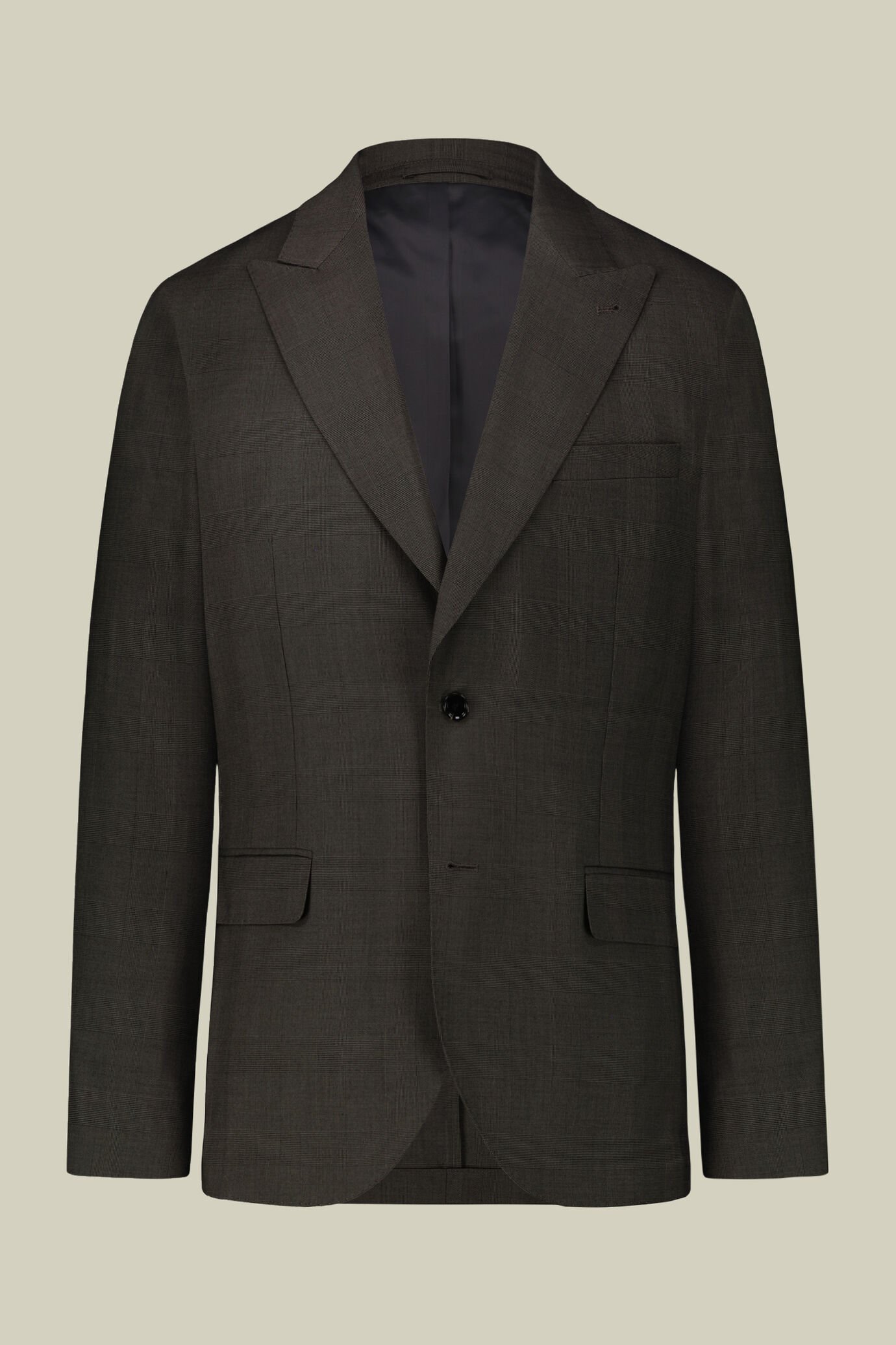Abito uomo monopetto con pantalone ad una pinces tessuto dal disegno principe di galles