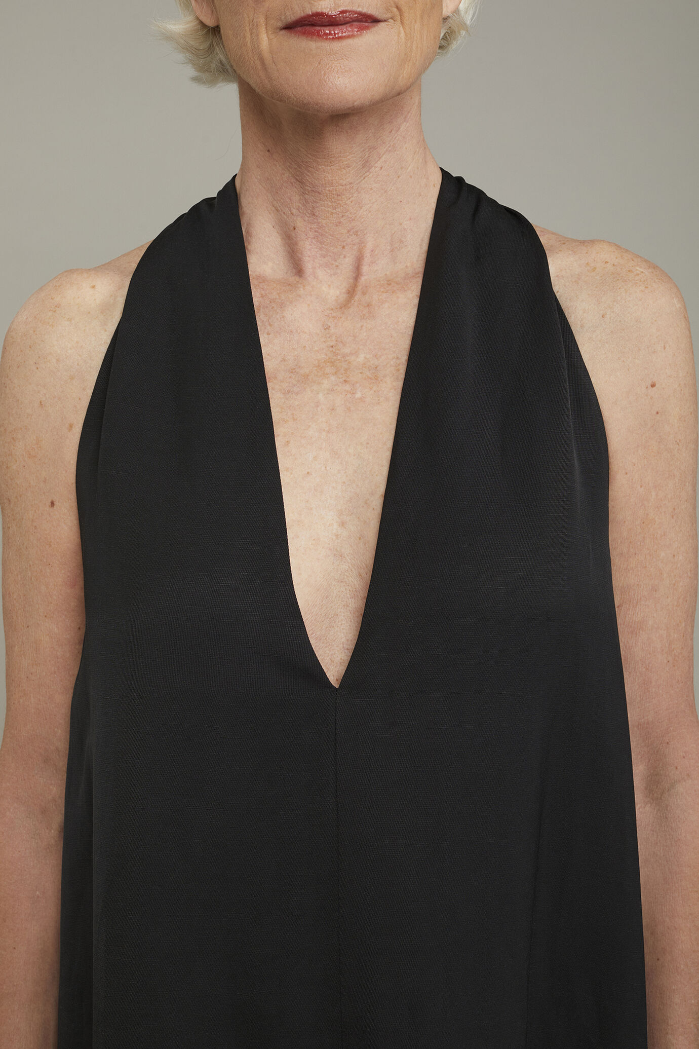 Robe midi pour femme, à col V en lin mélangé image number 3