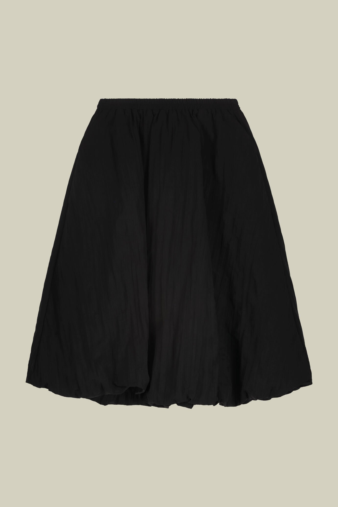 Gonna donna midi con lavorazione remboursé in nylon stropicciato con elastico in vita