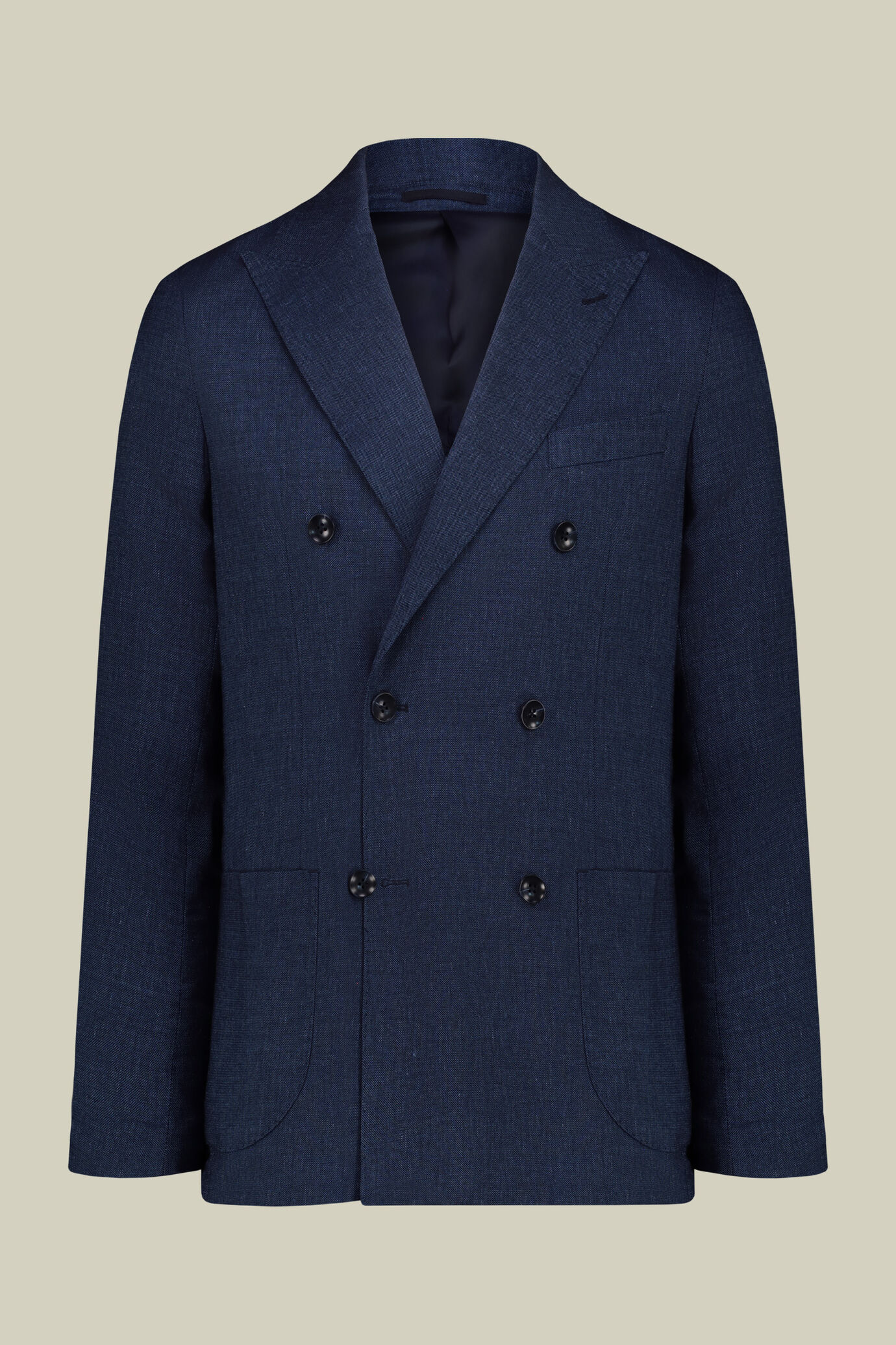 Costume homme croisé en lin mélangé, coupe regular image number 0