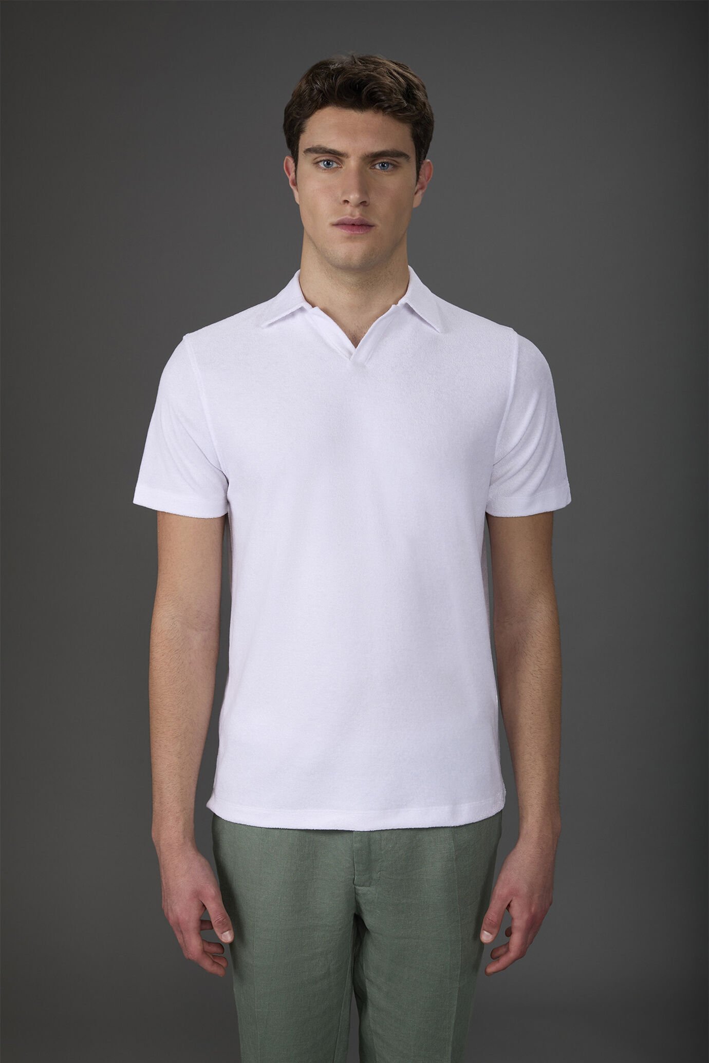 Kurzarm-Poloshirt für Herren mit Derby-Kragen aus Frottee image number 0