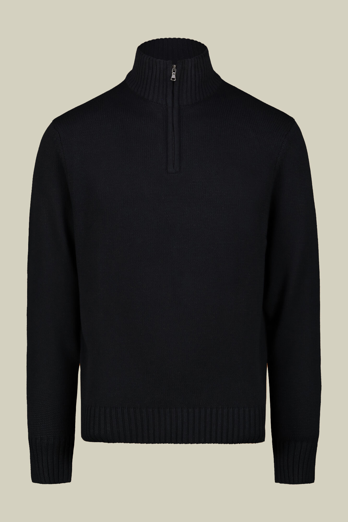 Men's high neck zip sweater in English rib regular fit