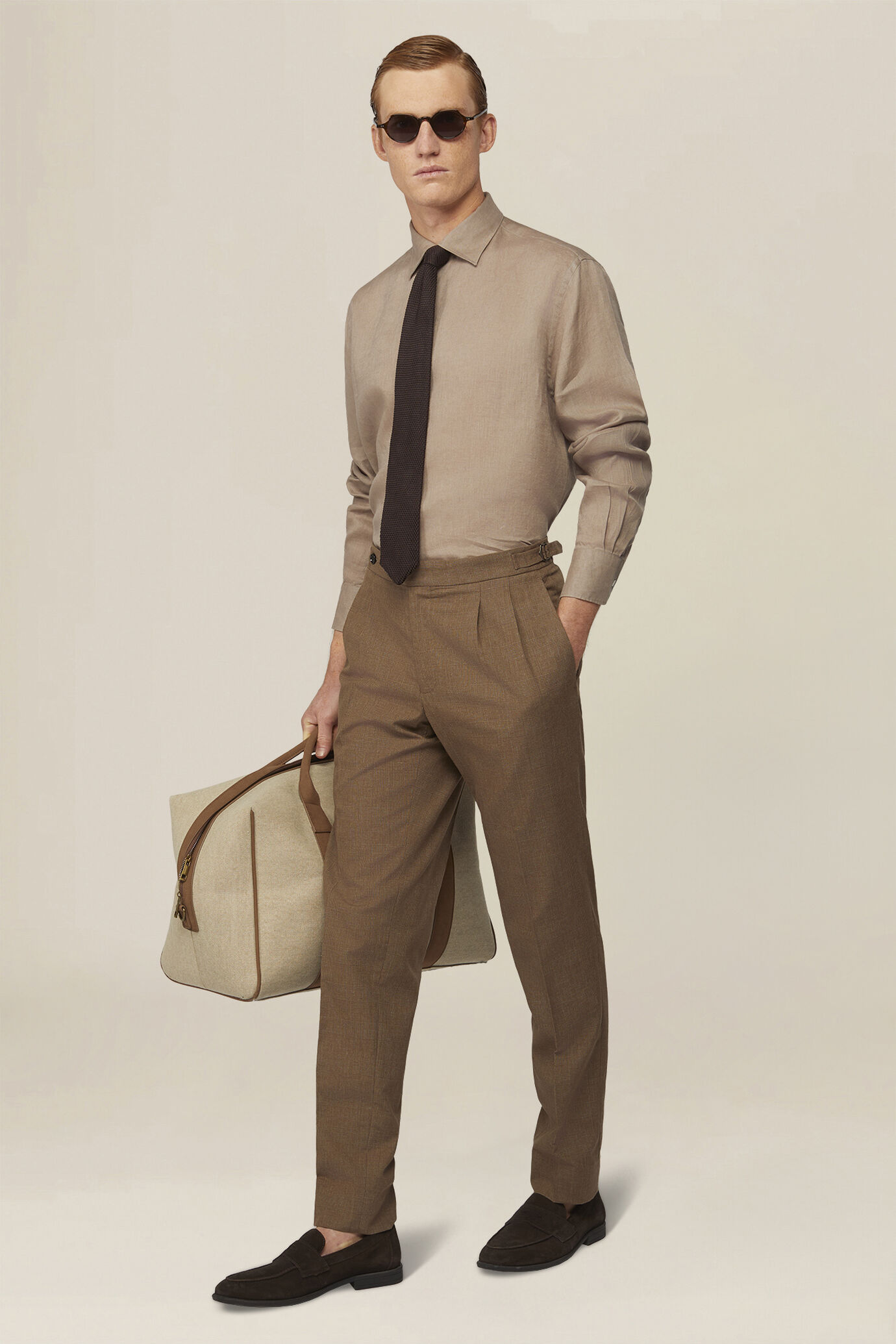 Chemise pour homme 100 % lin boutons blanc cass&eacute; image number 1