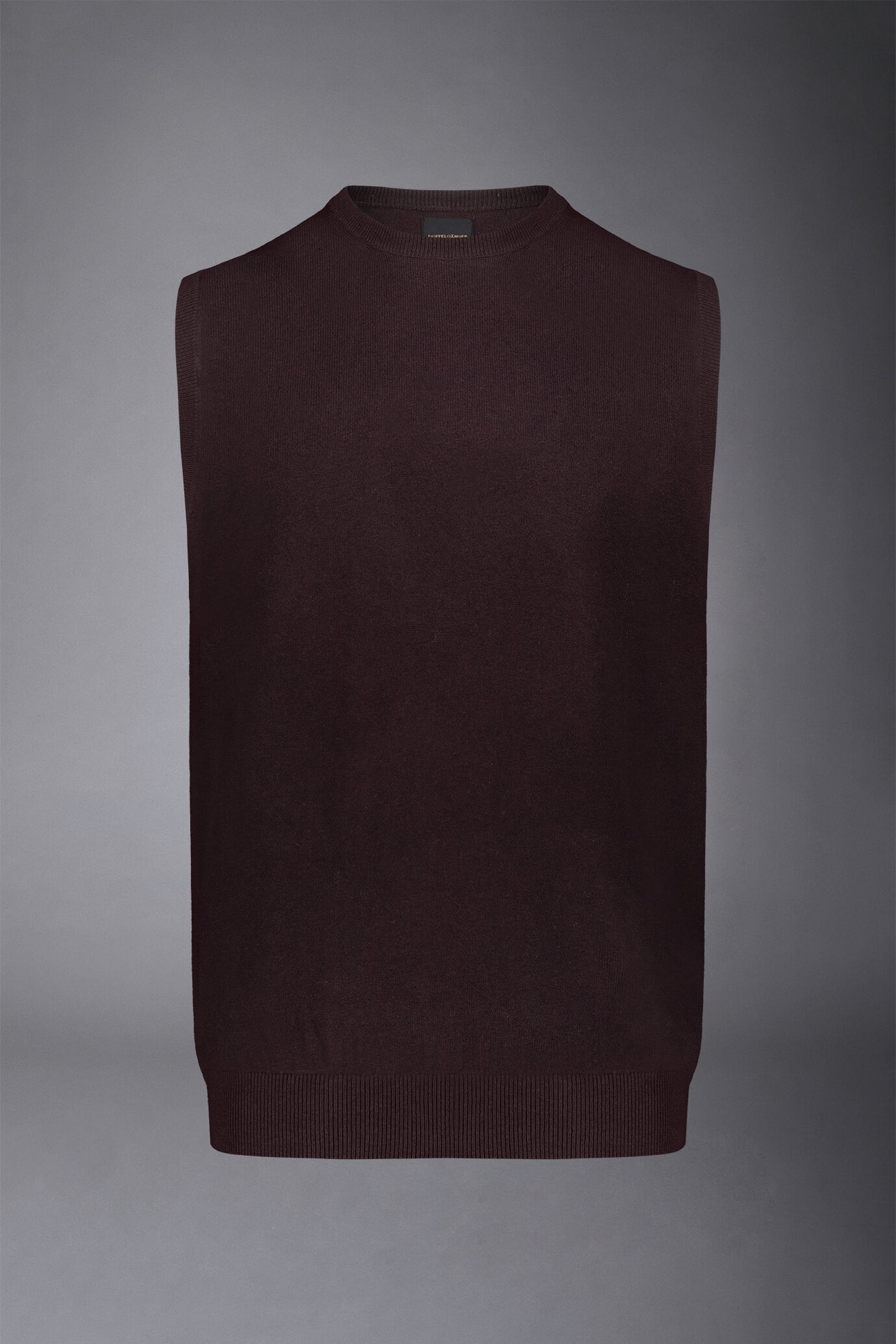 Gilet &agrave; col rond en laine et coton image number 4