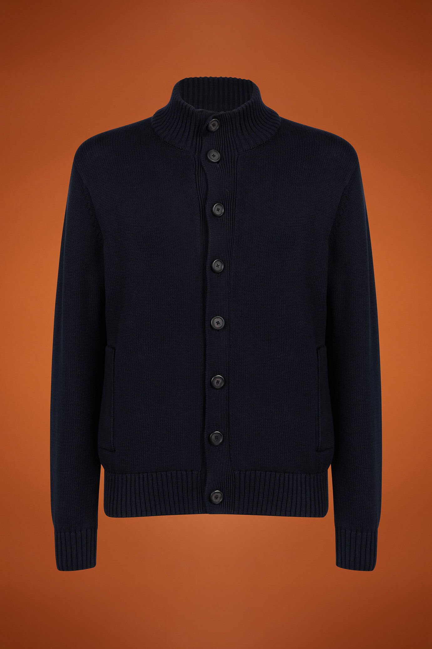 Herren-Strickjacke mit hohem Ausschnitt aus 100 % Baumwolle in normaler Passform image number 4