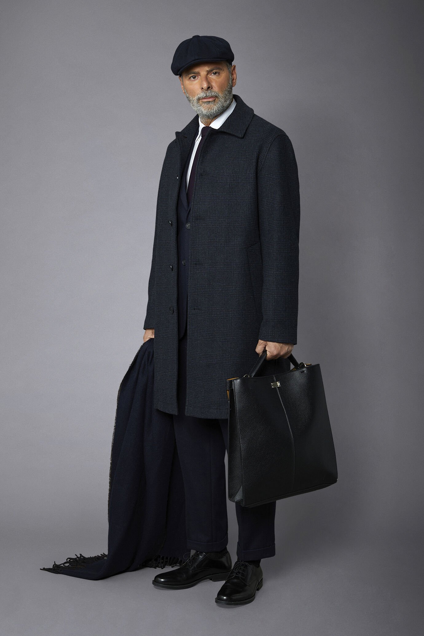 Men's wool-blend single-breasted checked loden coat image number 1