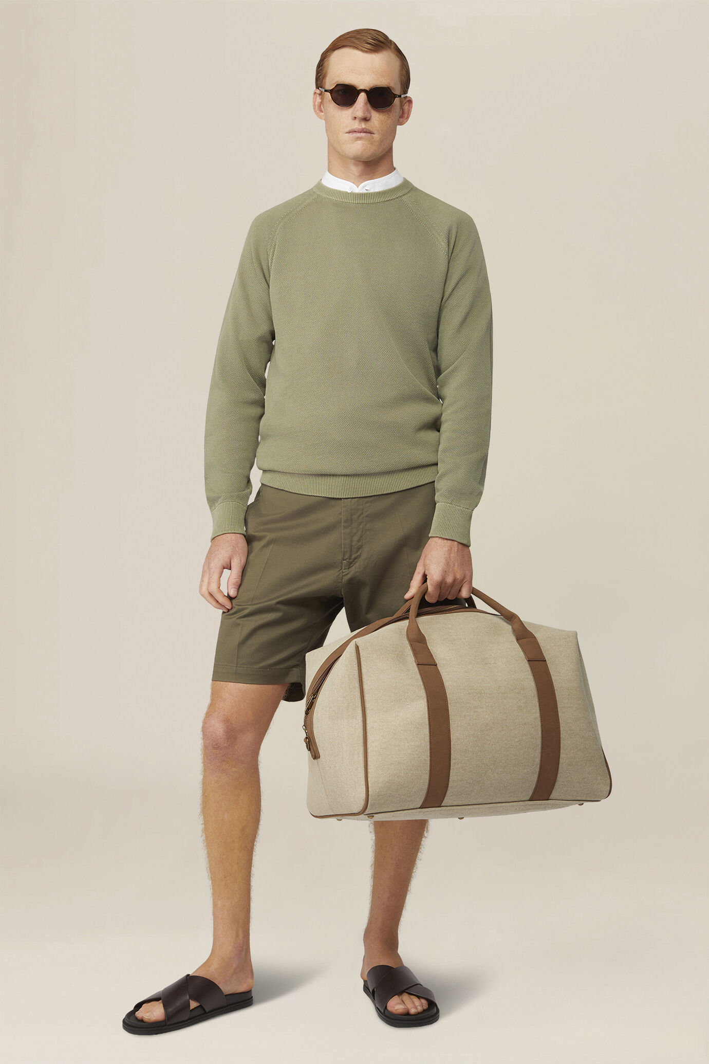 Herrenpullover mit Rundhalsausschnitt aus 100 % Baumwolle mit Reliefmuster image number 1