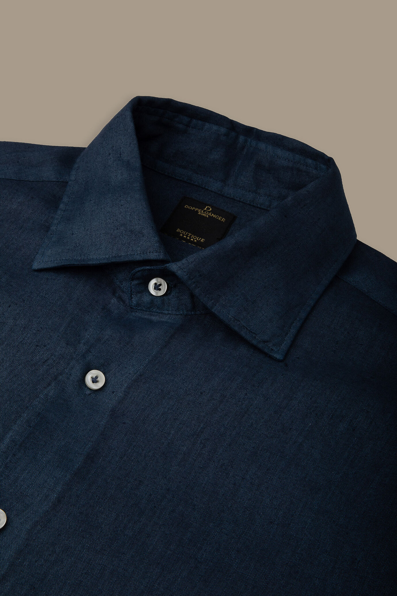 Camicia casual uomo collo francese 100% lino manica lunga image number 0