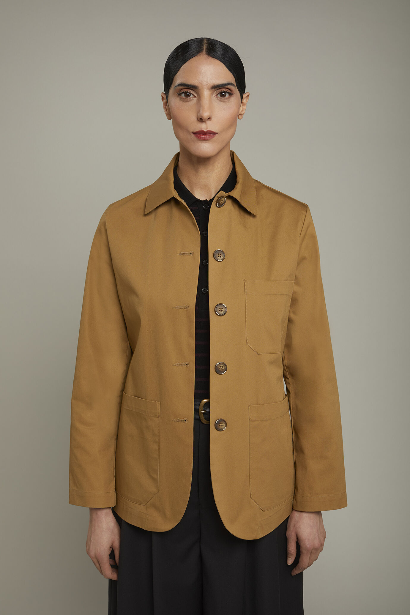 Giacca donna 100% cotone tasche a toppa regular fit image number 2