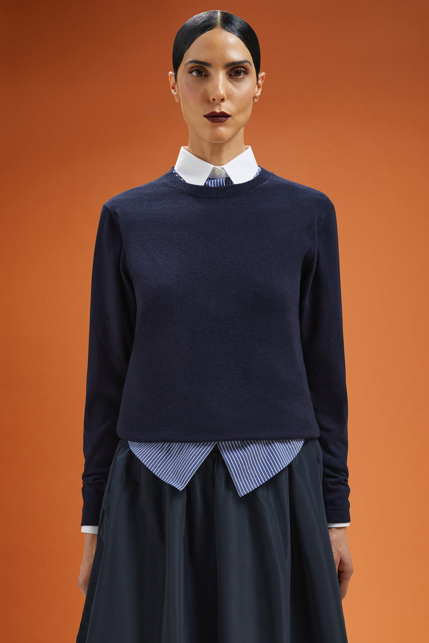 Maglia donna girocollo misto lana e cachemire regular fit