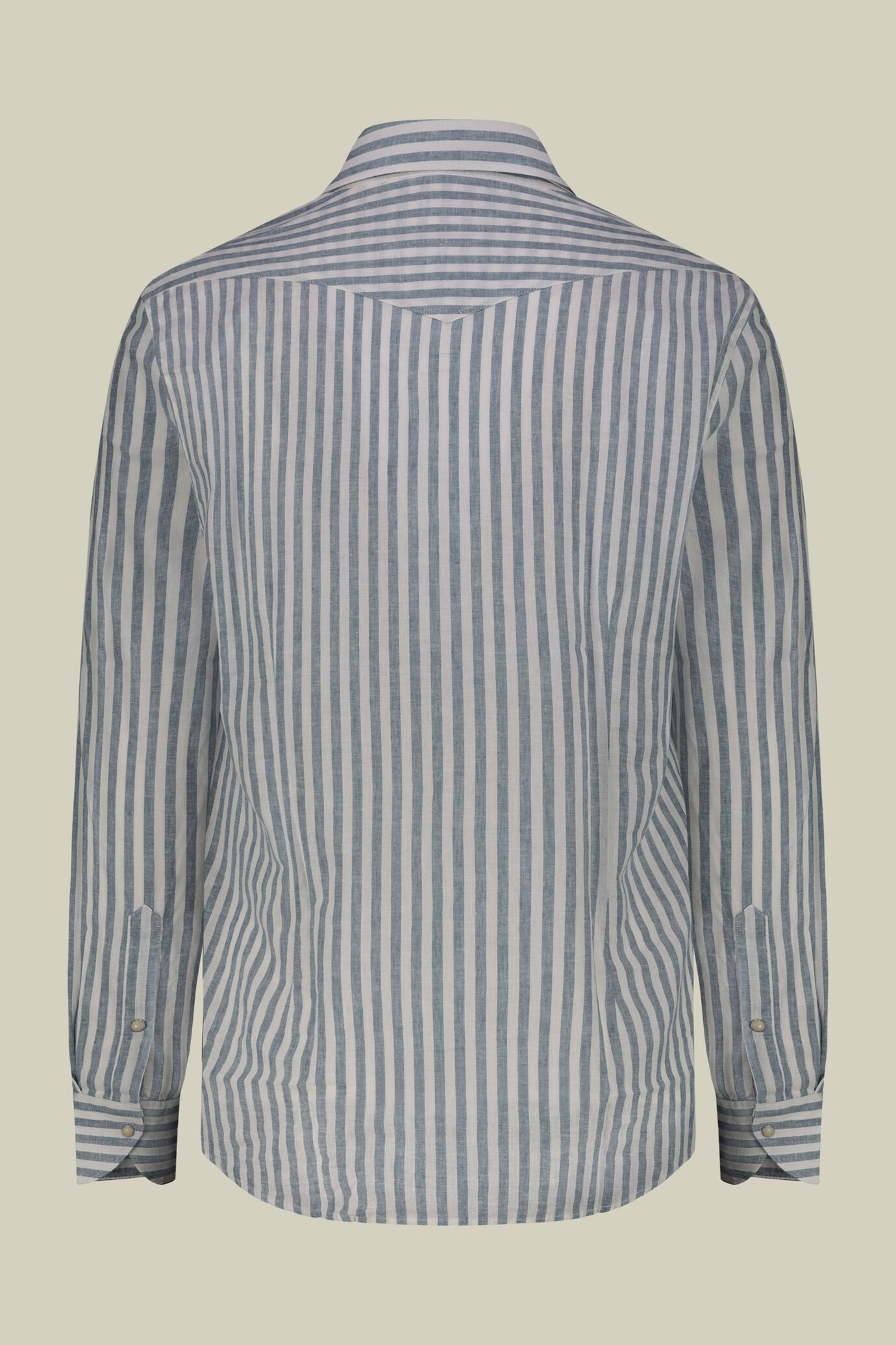 Camicia uomo misto lino cotone righe larghe image number 5