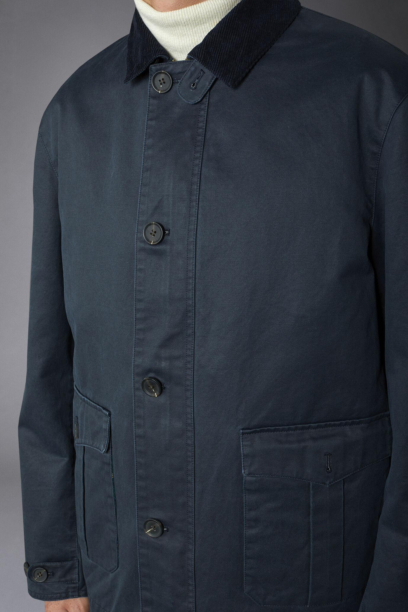 Men's waxed cotton touch jacket medium length image number 3