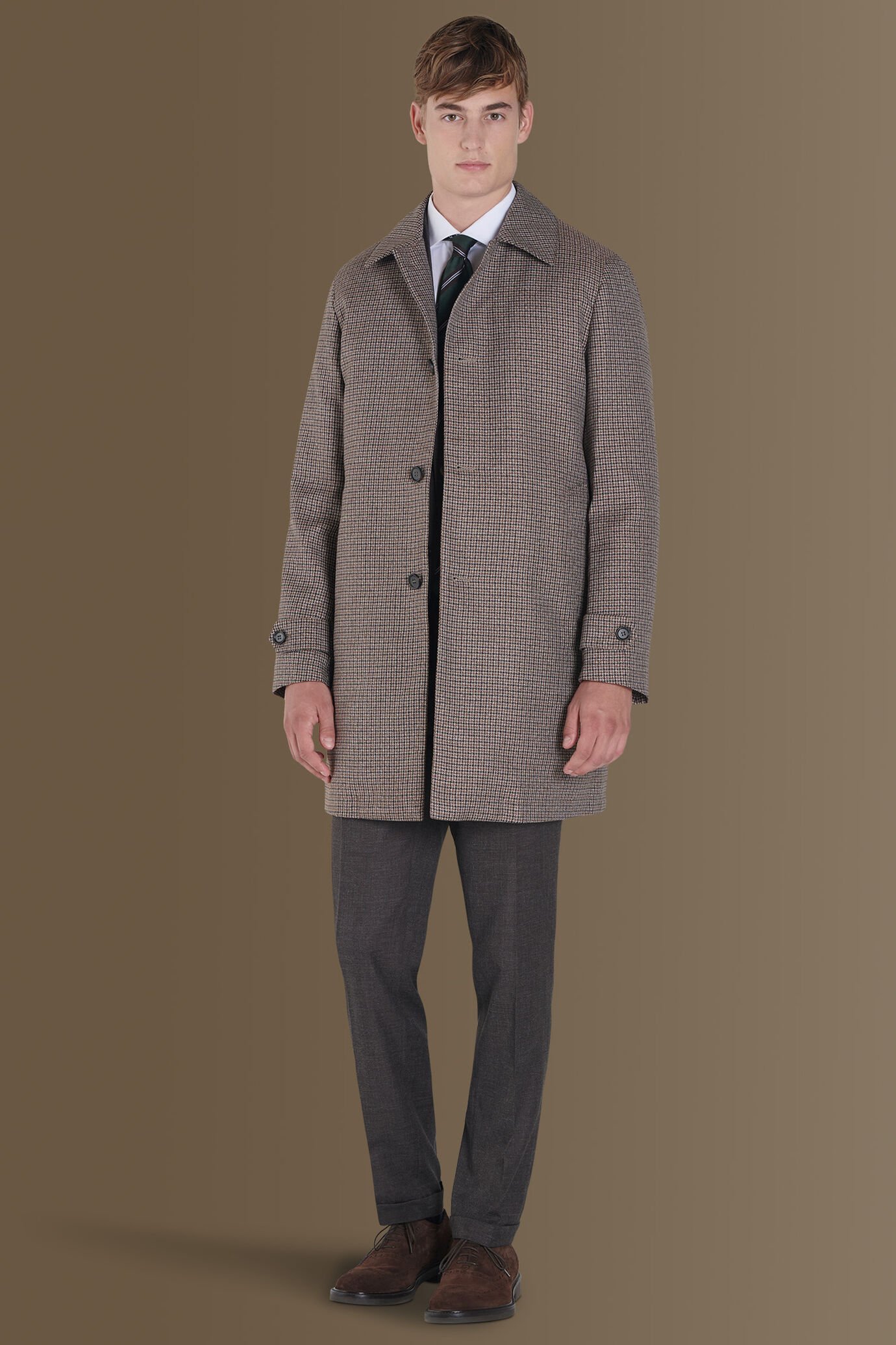 Padded coat microcheck fabric image number 0