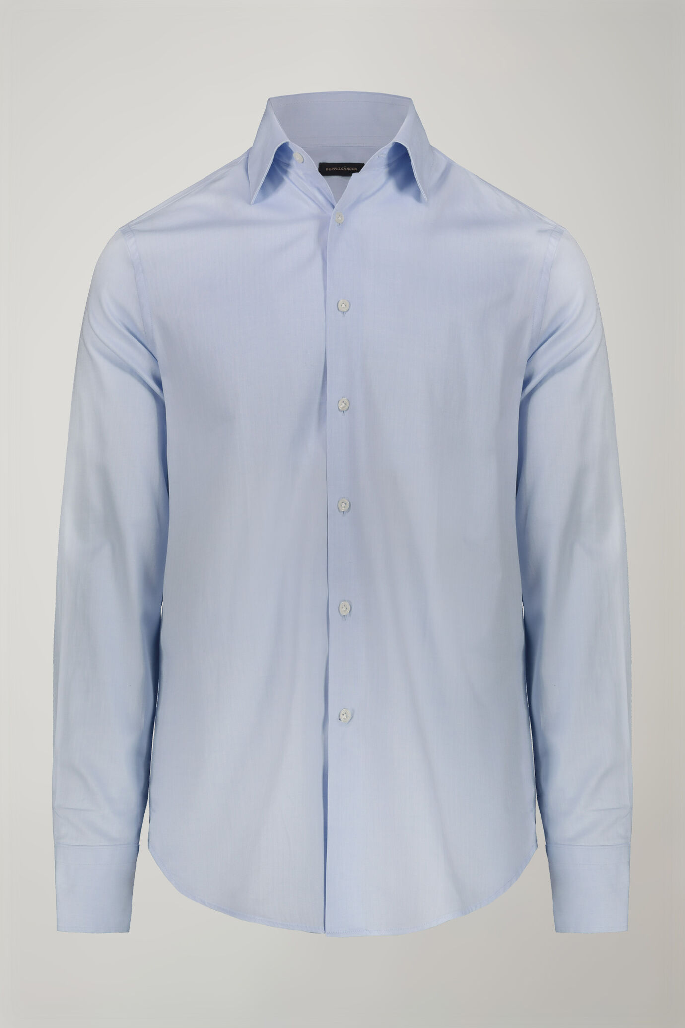 Men's shirt classic collar 100% cotton herringbone fabric plain regular fit image number 5