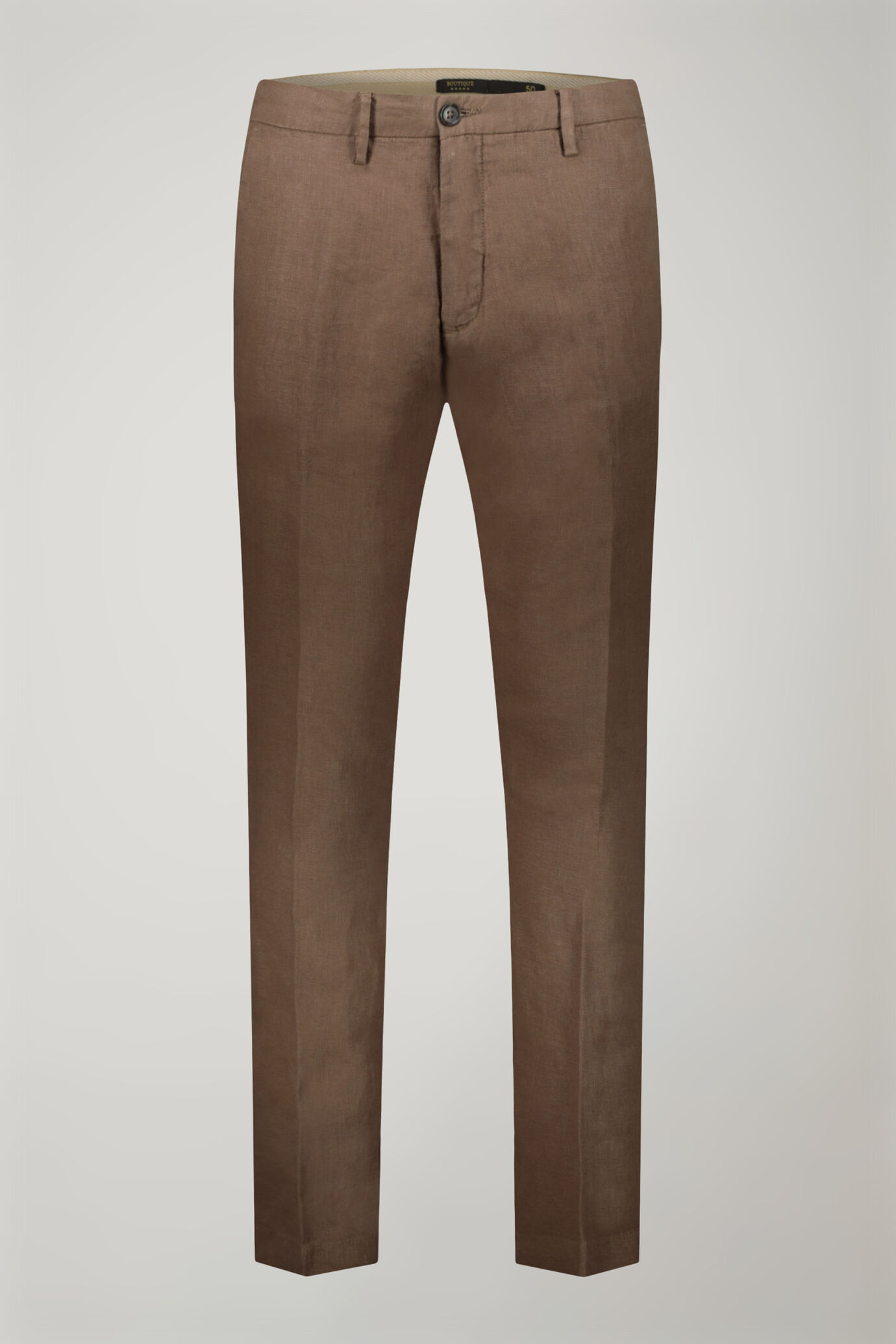 Pantalone chino 100% lino regular fit image number 4