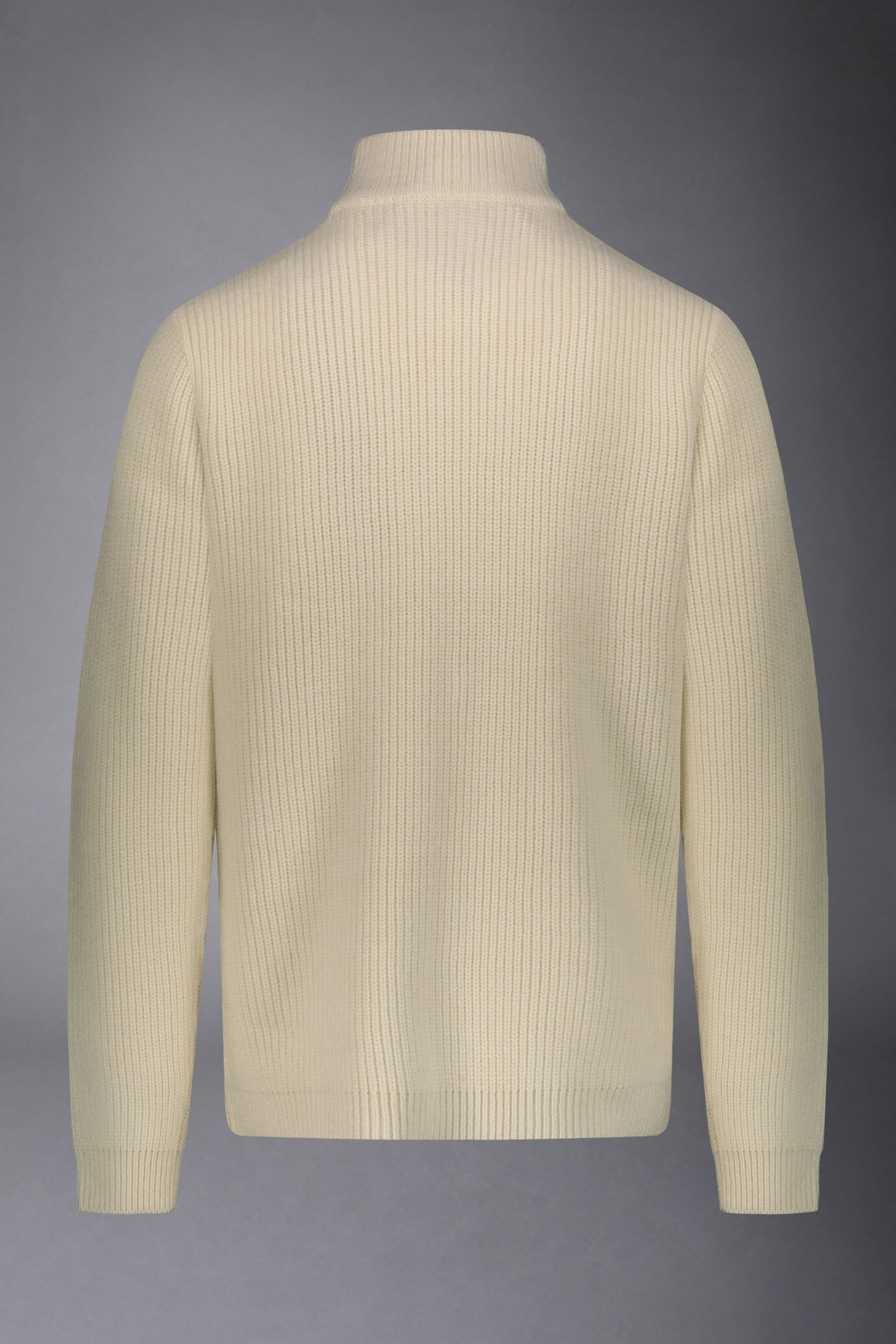 Men's high-necked zip cardigan in English rib wool blend regular fit image number 5