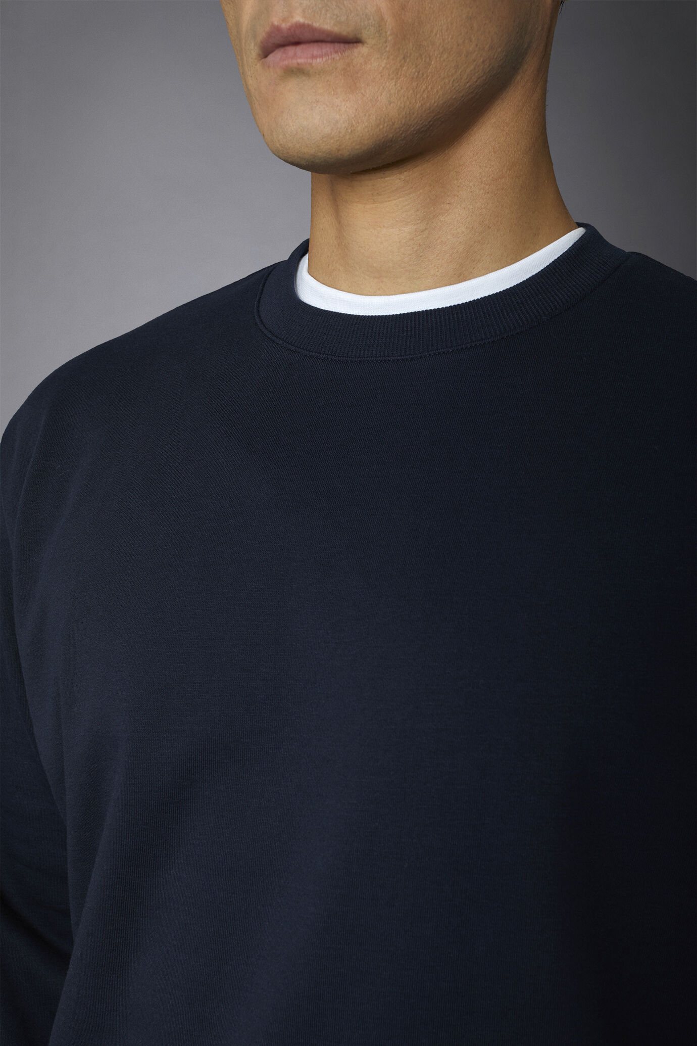 Felpa uomo girocollo in misto cotone lavato image number 2