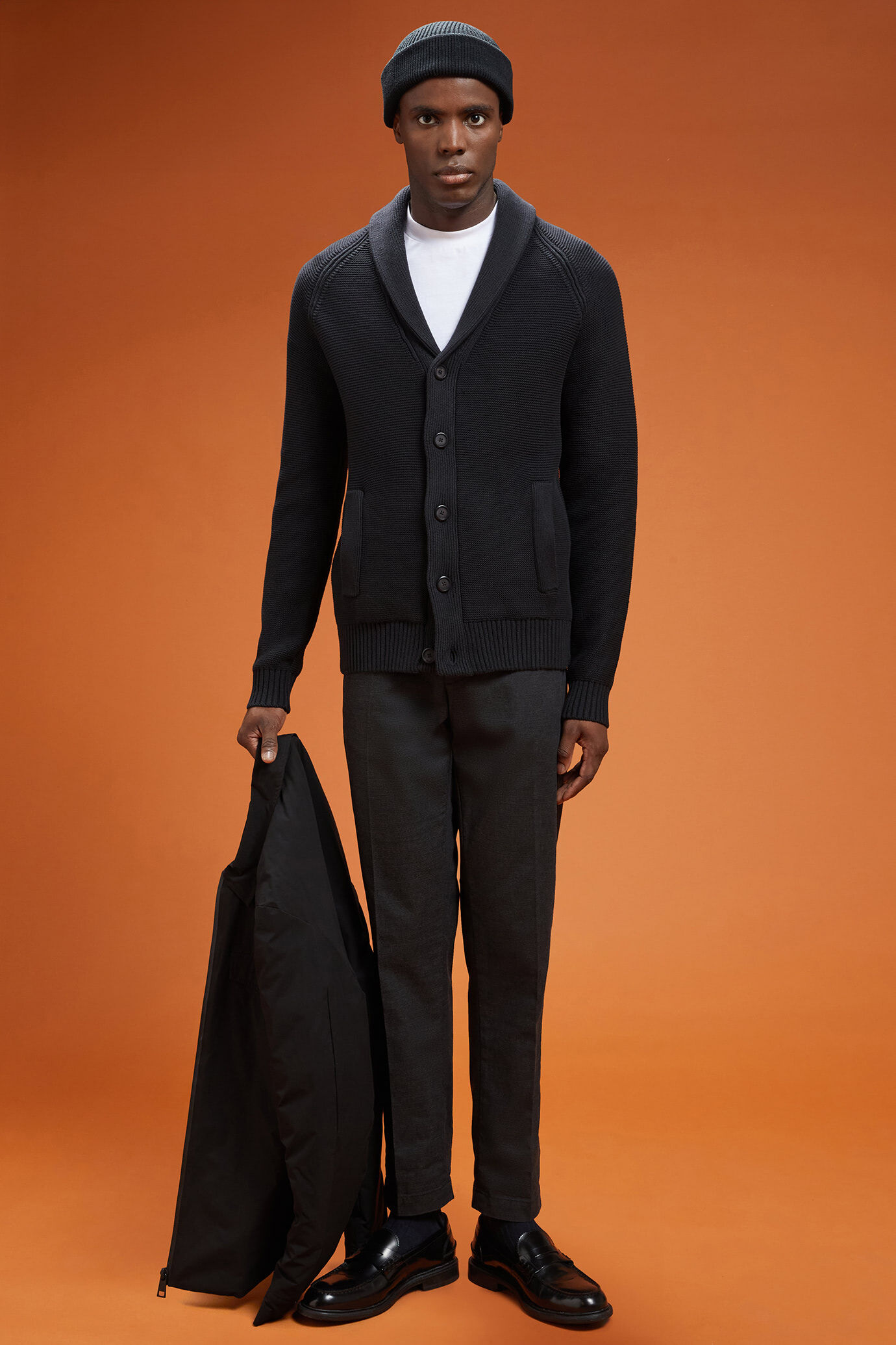 Cardigan uomo con collo sciallato 100% cotone regular fit image number 1