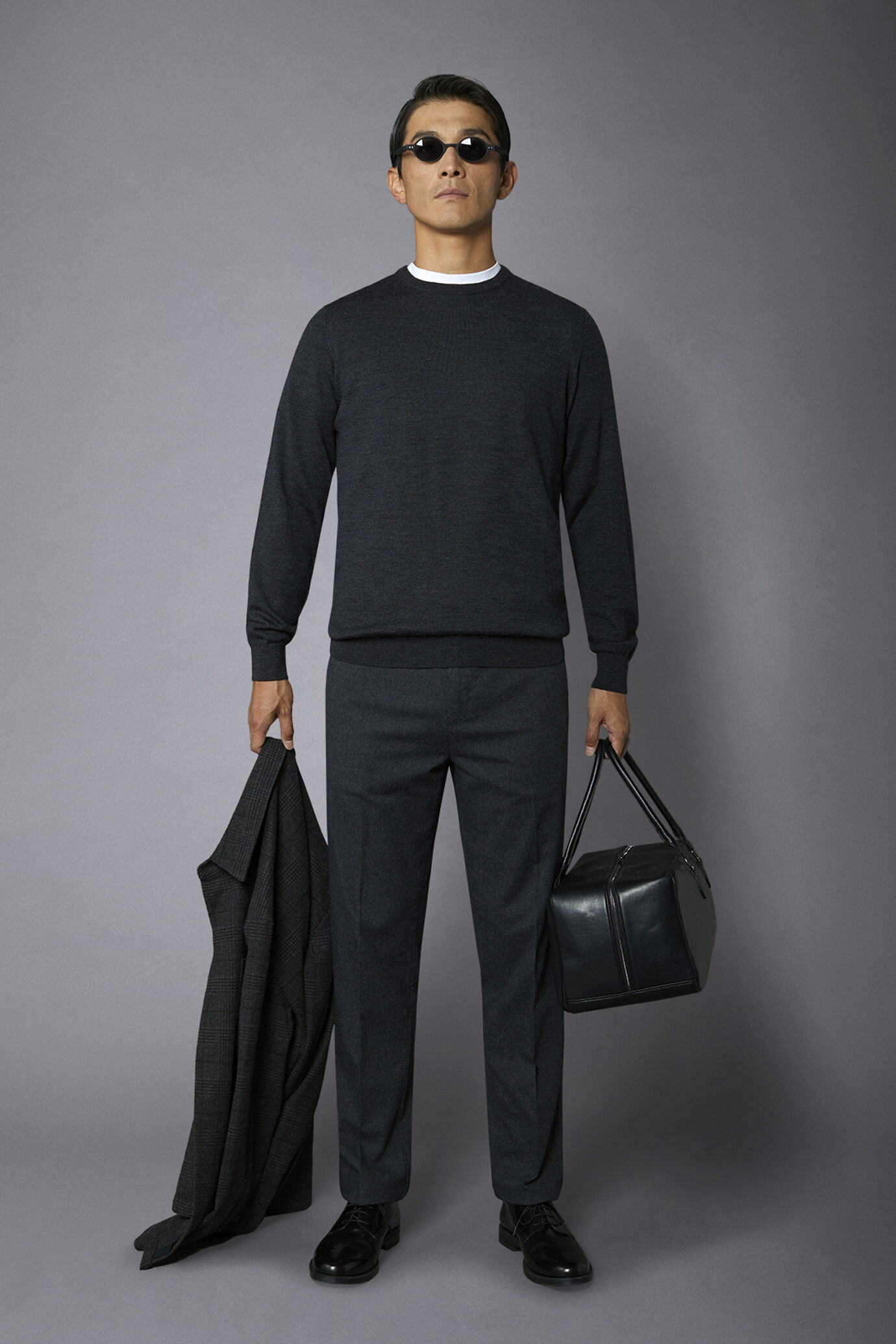 Men's roundneck sweater in 100% extra-fine merino wool lanerossi regular fit image number 0