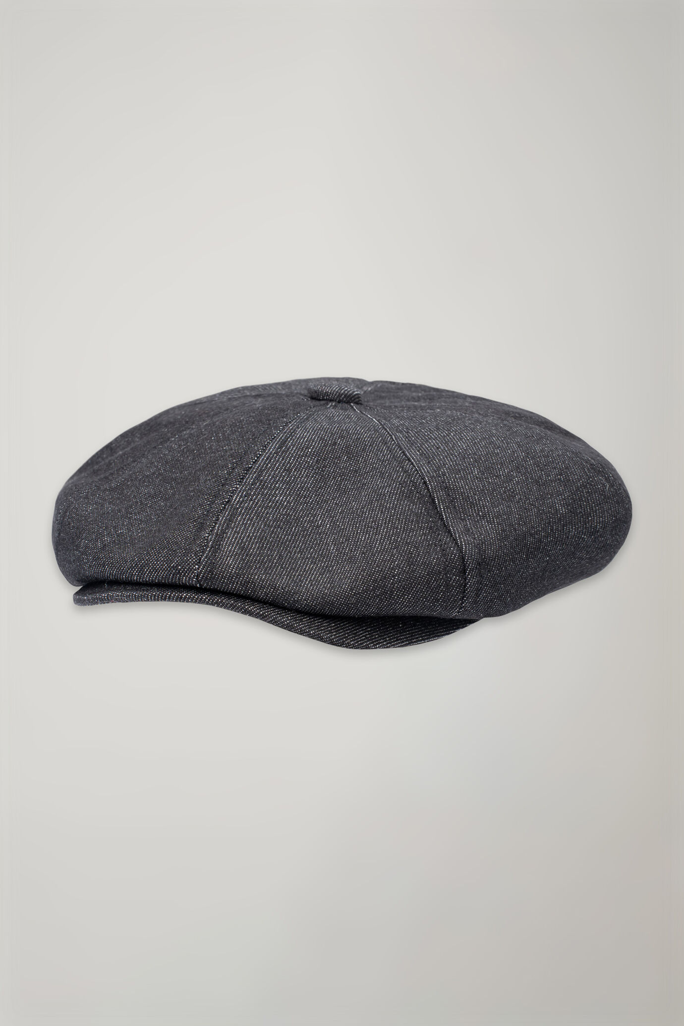 Men's black denim newsboy hat