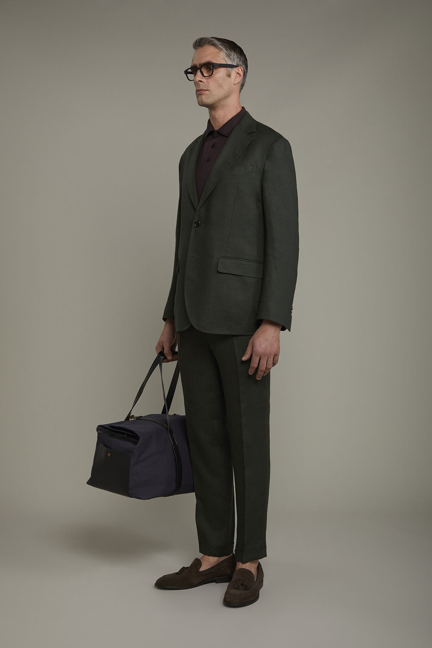 Abito uomo monopetto 100% lino regular fit image number 1