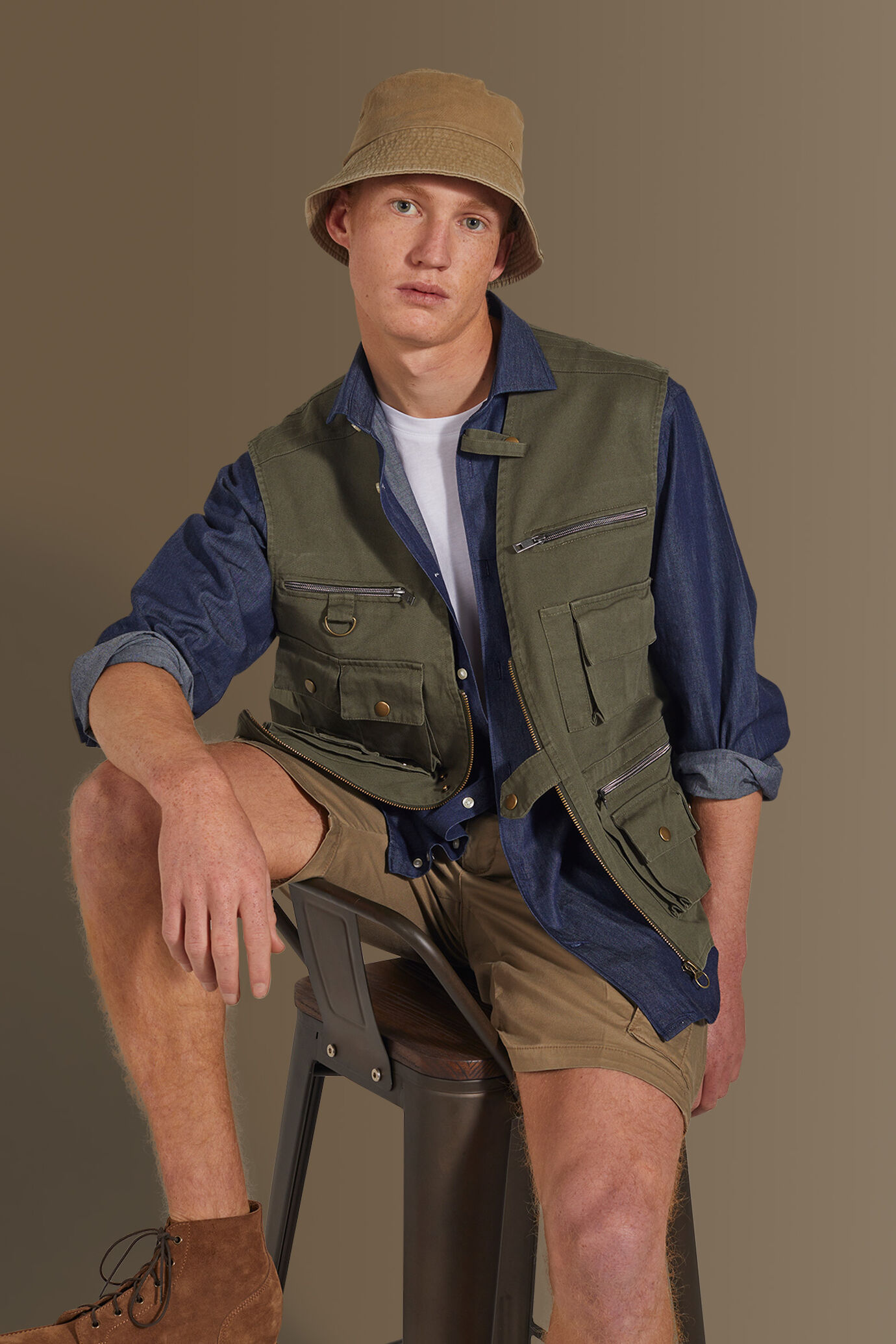 Gilet sfoderato costruzione twill uomo image number 0