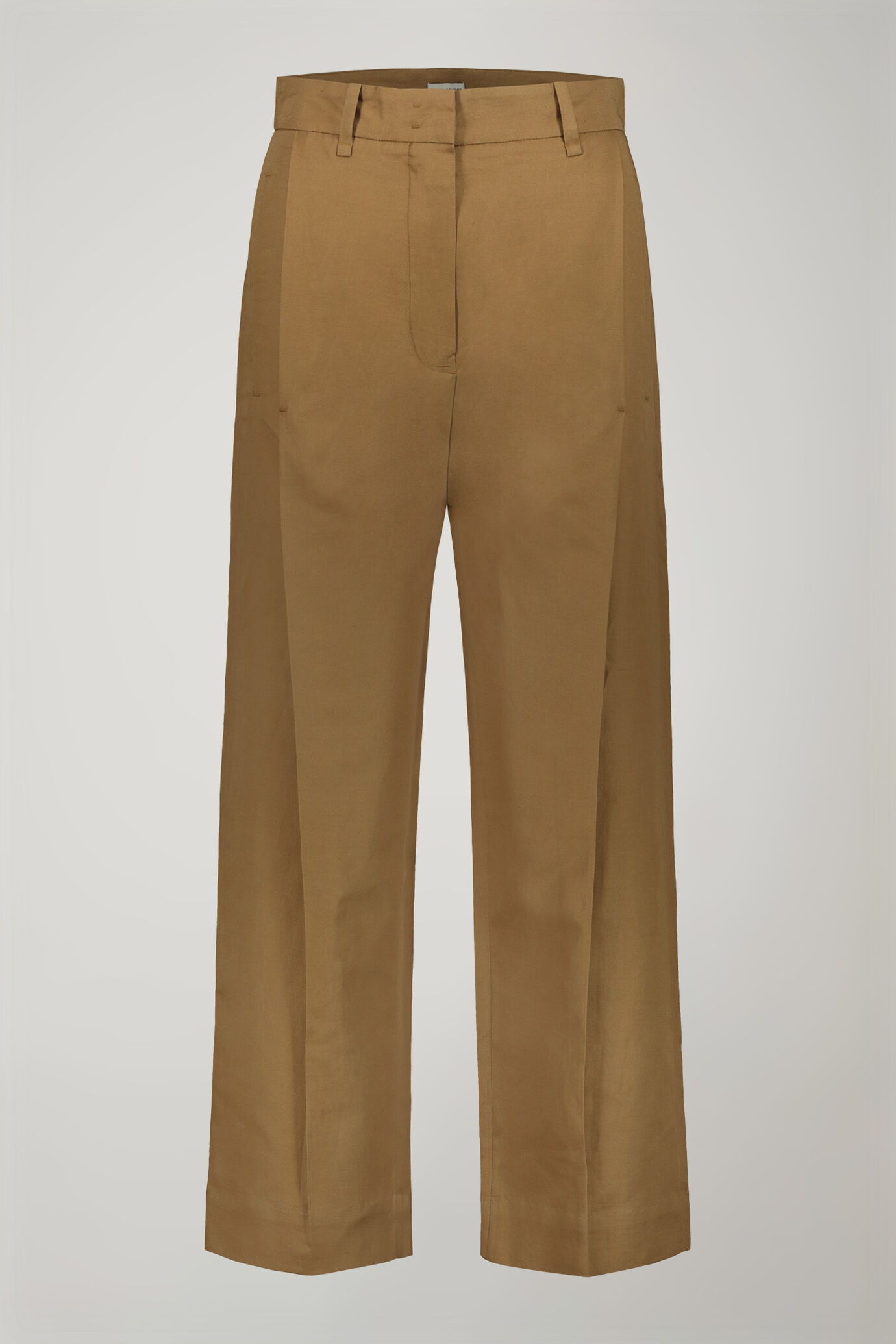 Pantalone donna a gamba larga misto lino e cotone regular fit image number 3