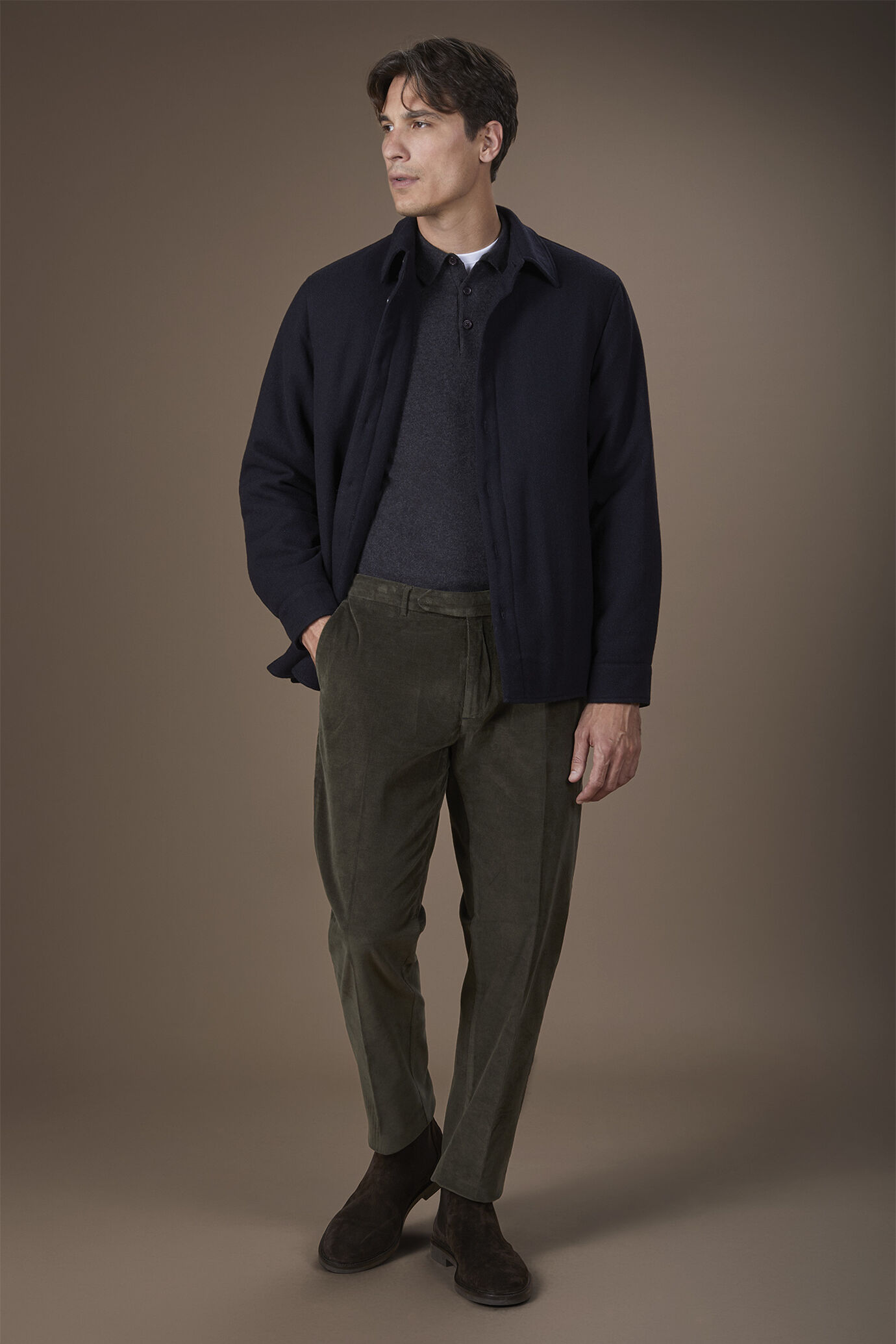 Pantalon classique pour homme en velours 1000 lignes coupe regular fit