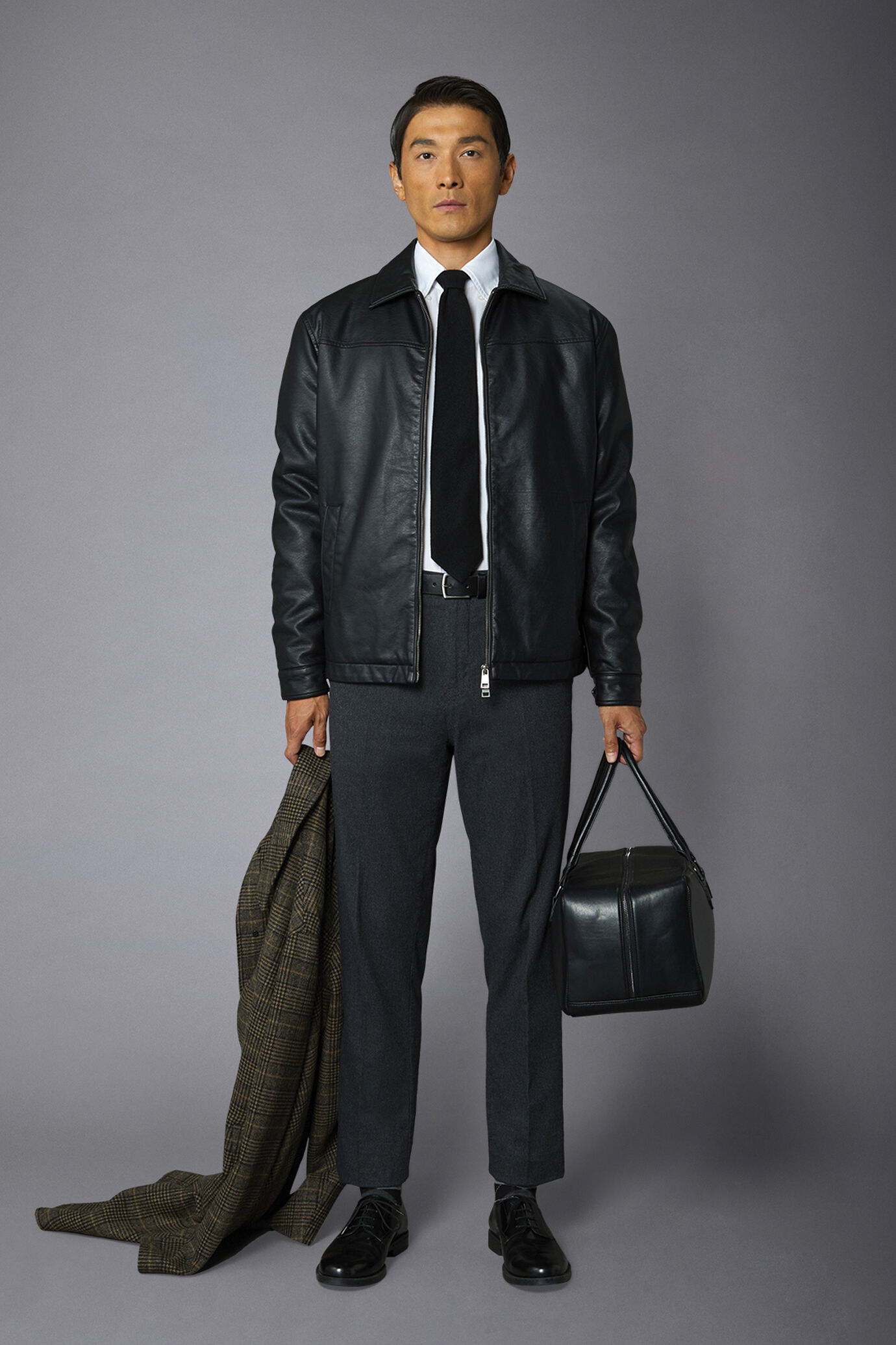 Men's comfort fit faux suede jacket with zip fastening