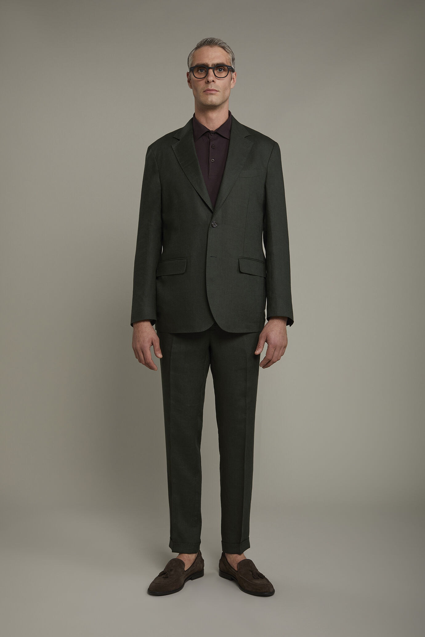 Costume homme à simple boutonnage 100 % lin coupe régulière image number 2